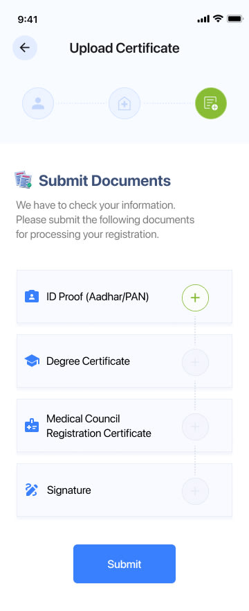 Certificate upload step