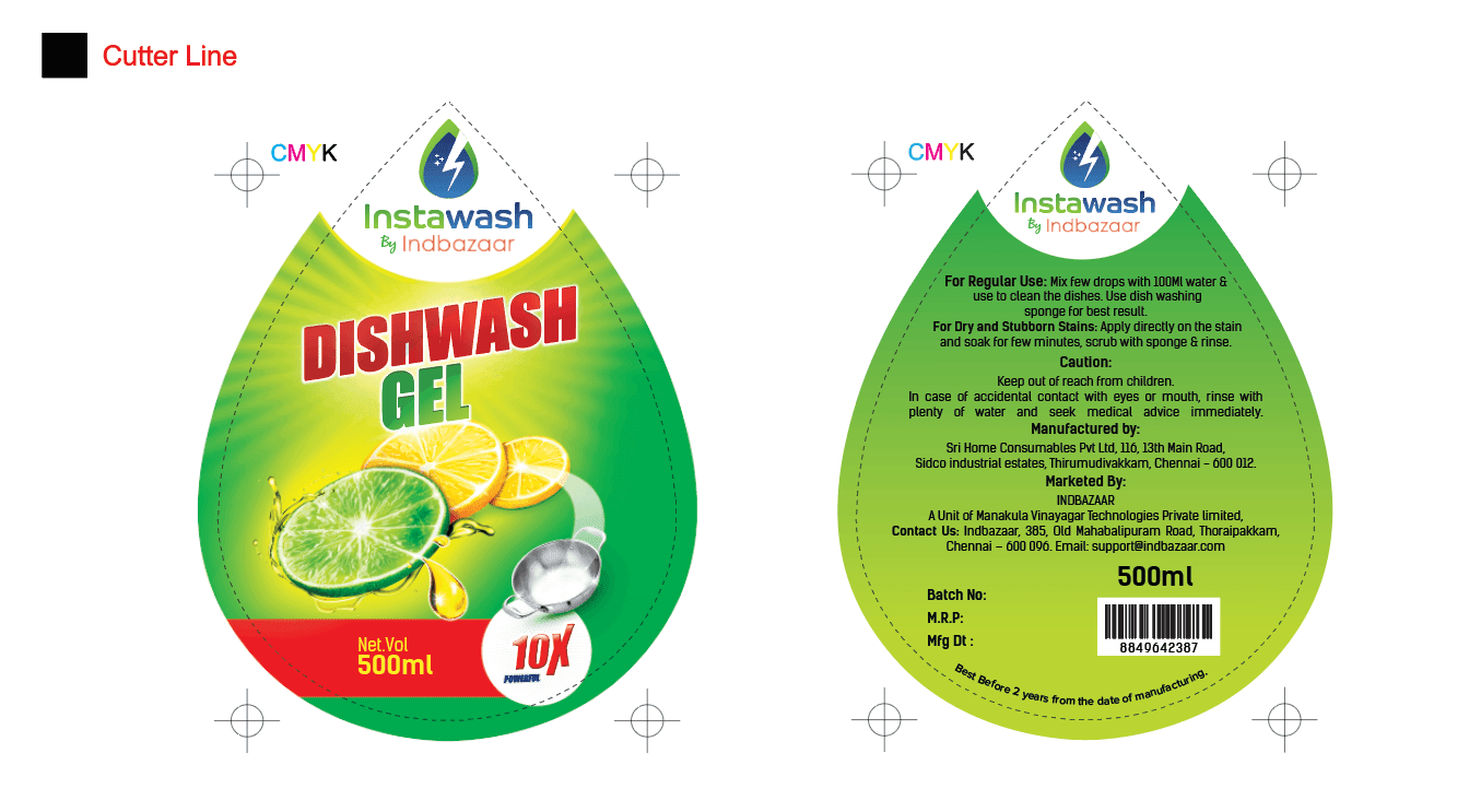 Dishwash gel label artwork with cutlines marked