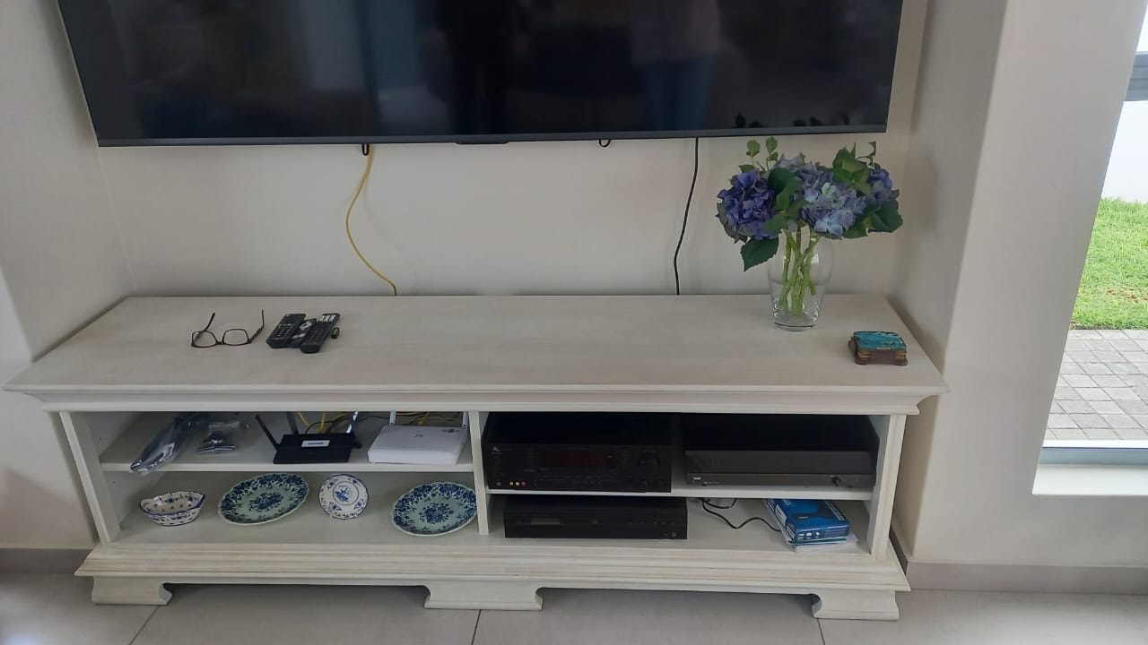 TV Console Whitewash - Installed in Home