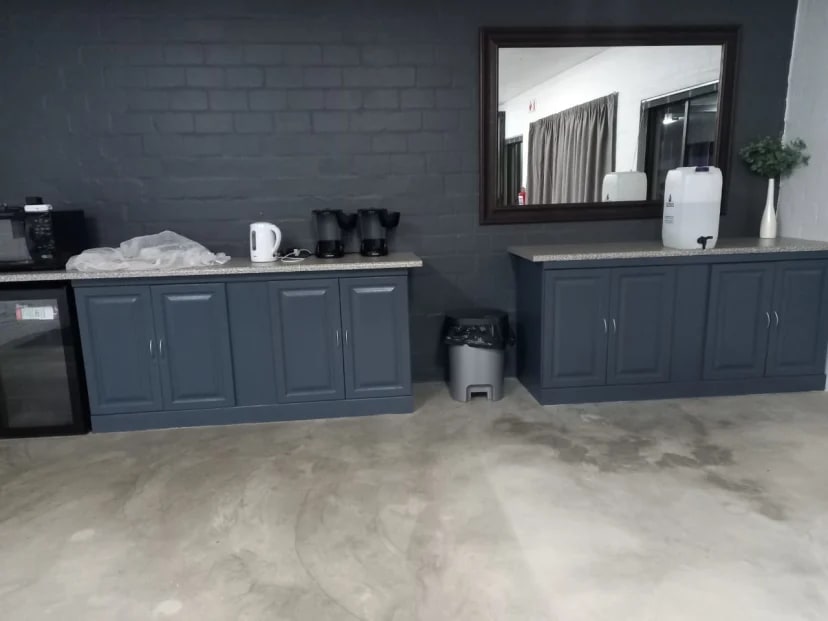 Modern gray kitchen cabinets with industrial-style aesthetic