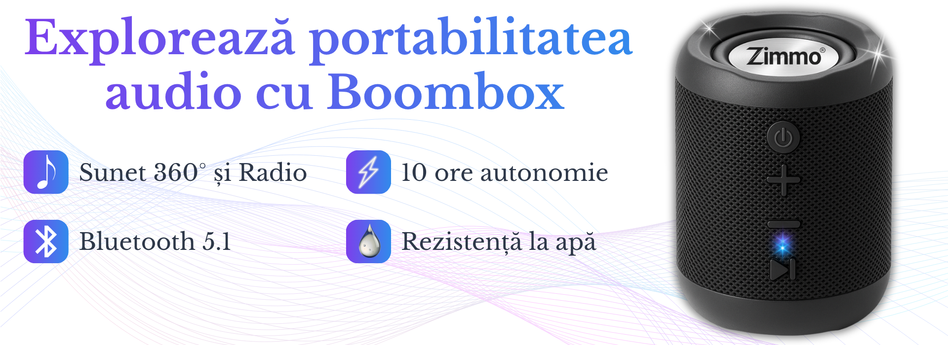 Boxă portabilă Zimmo® Boombox