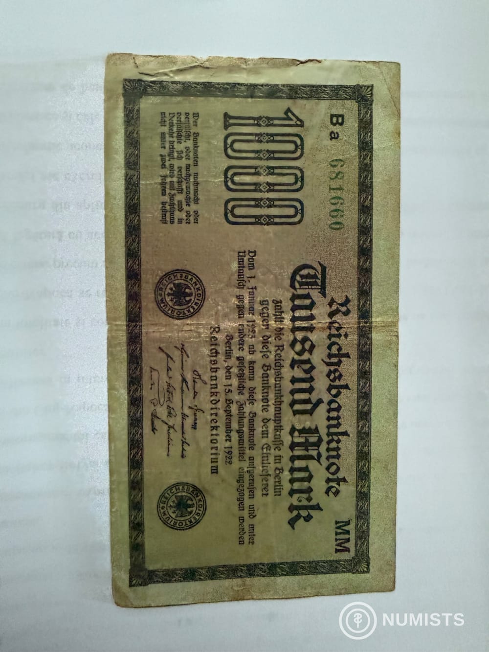 1922 1000 Tausend Mark