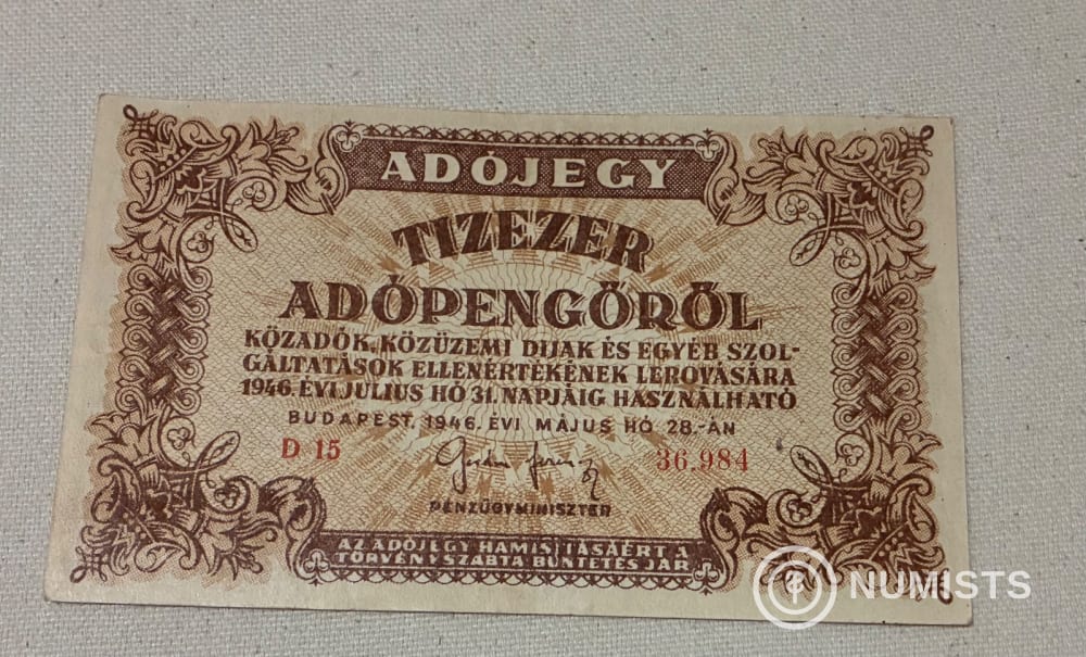 1946 Tízezer Adópengőről