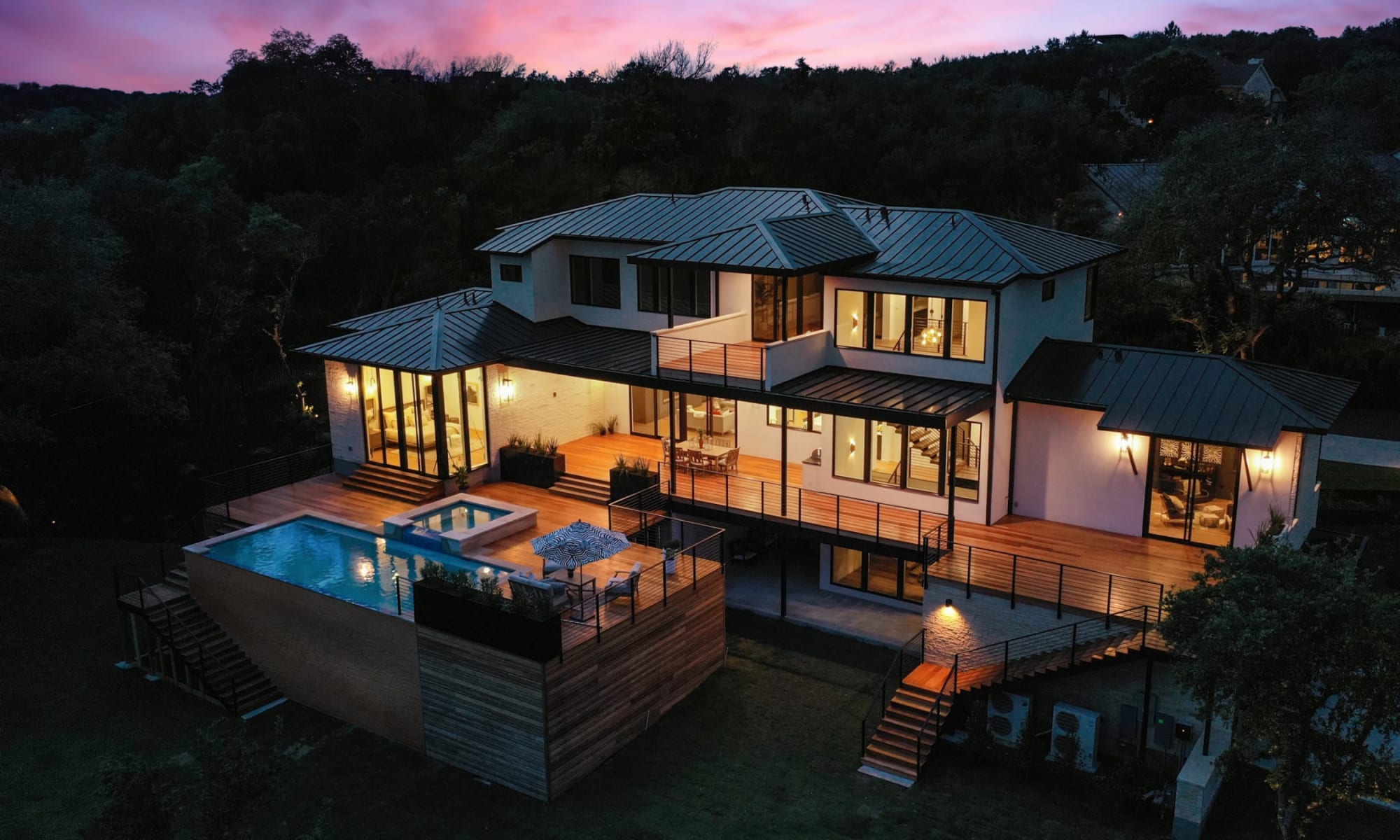 Austin luxury estate at dusk