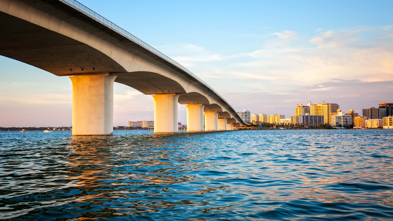 Causeway bridge over the bay