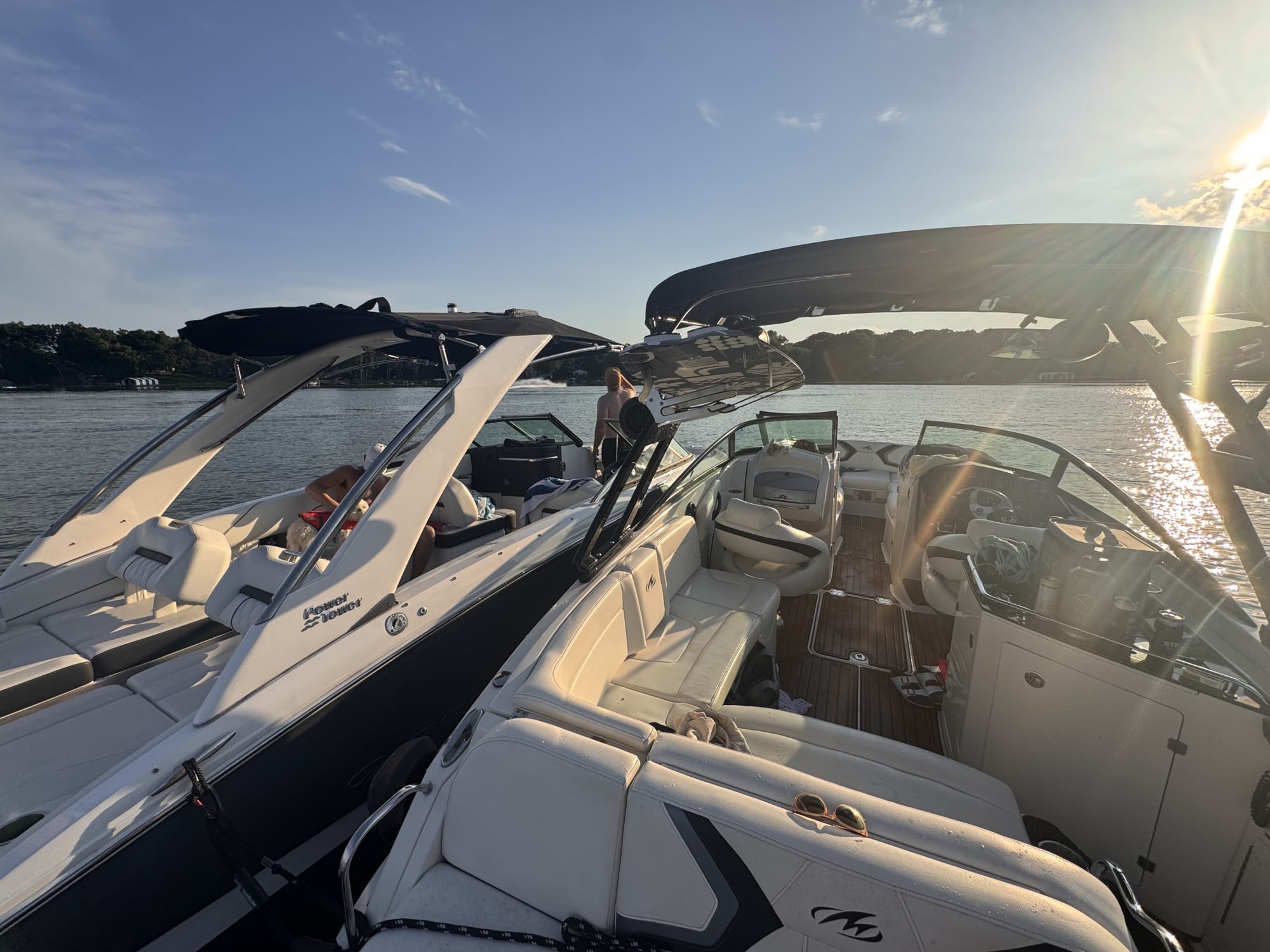Boats tied alongside one another during a summer outing on Lake Minnetonka