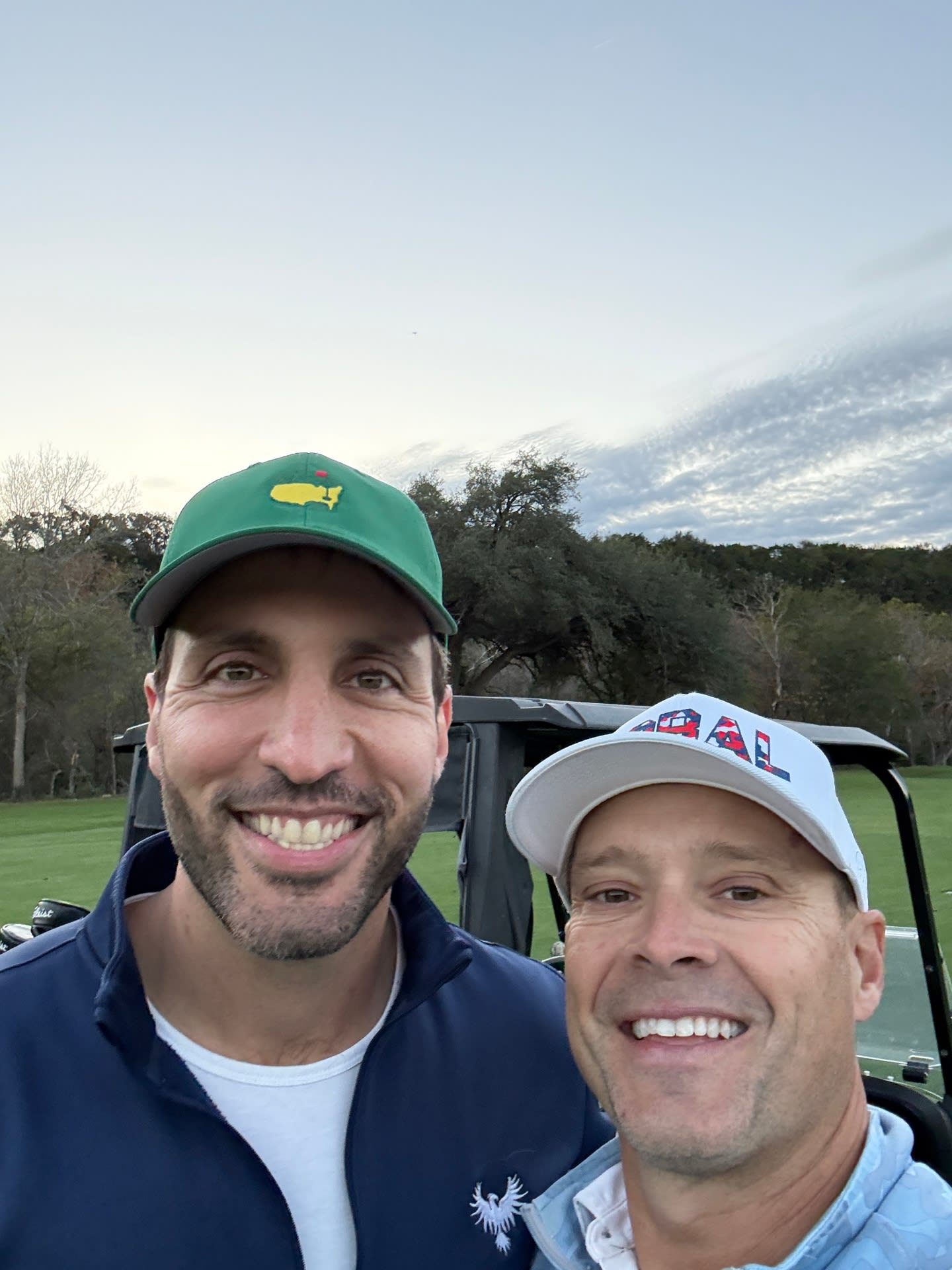 Rick and a friend on the Westlake CC course at sunset