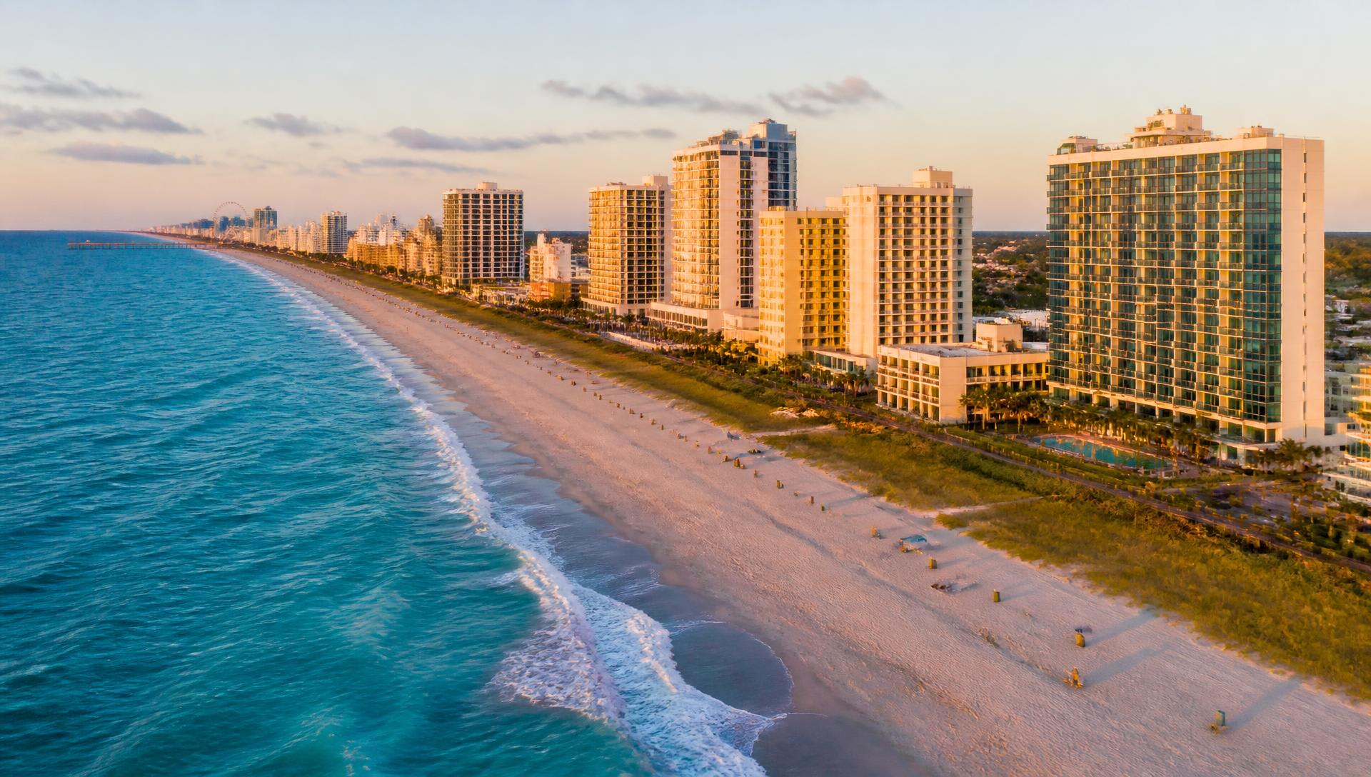 The Myrtle Beach skyline along the Atlantic coast