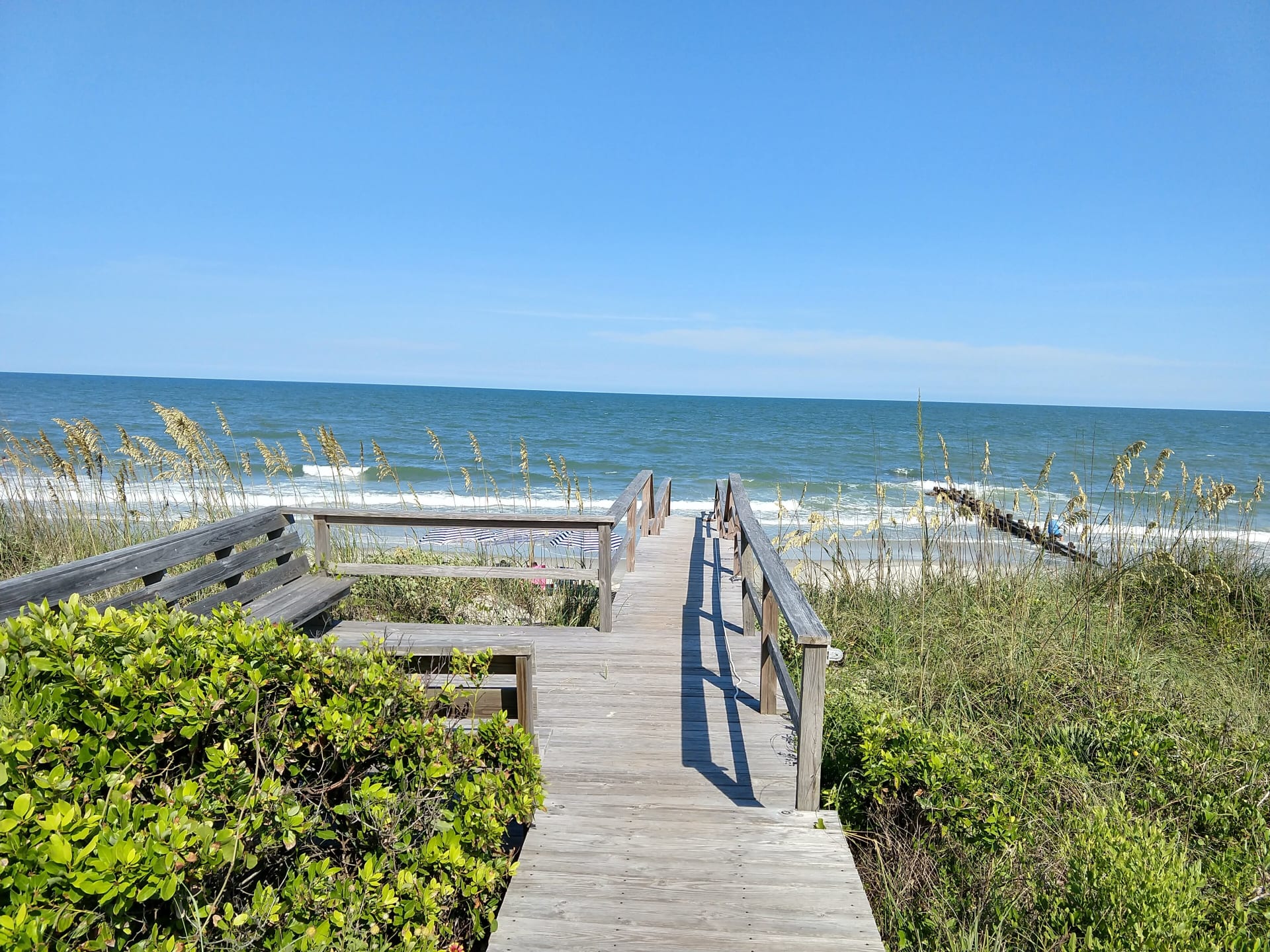 A wooden beach walkway through the dunes on Pawleys Island, SC