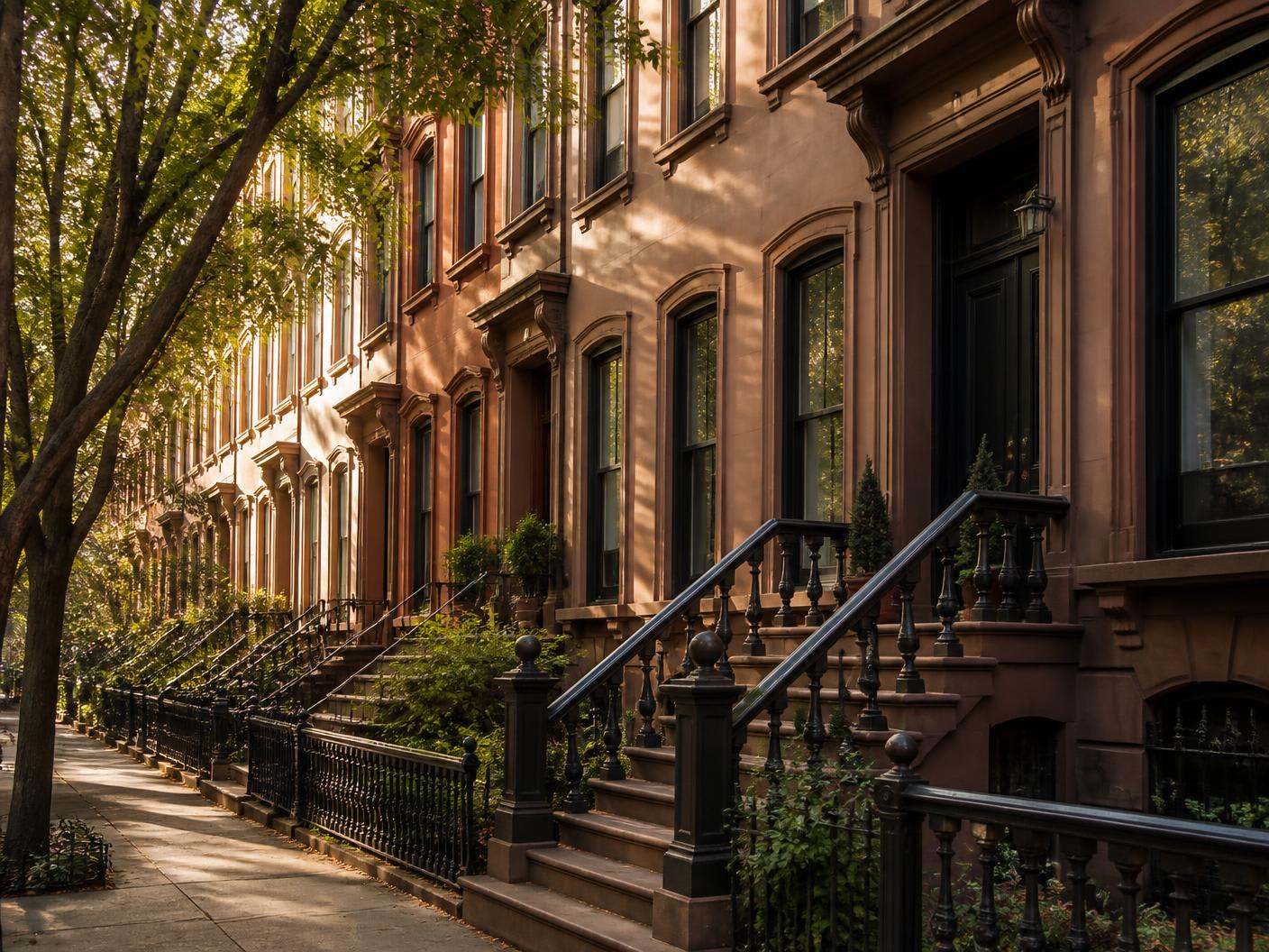 Older brick homes on a quiet street
