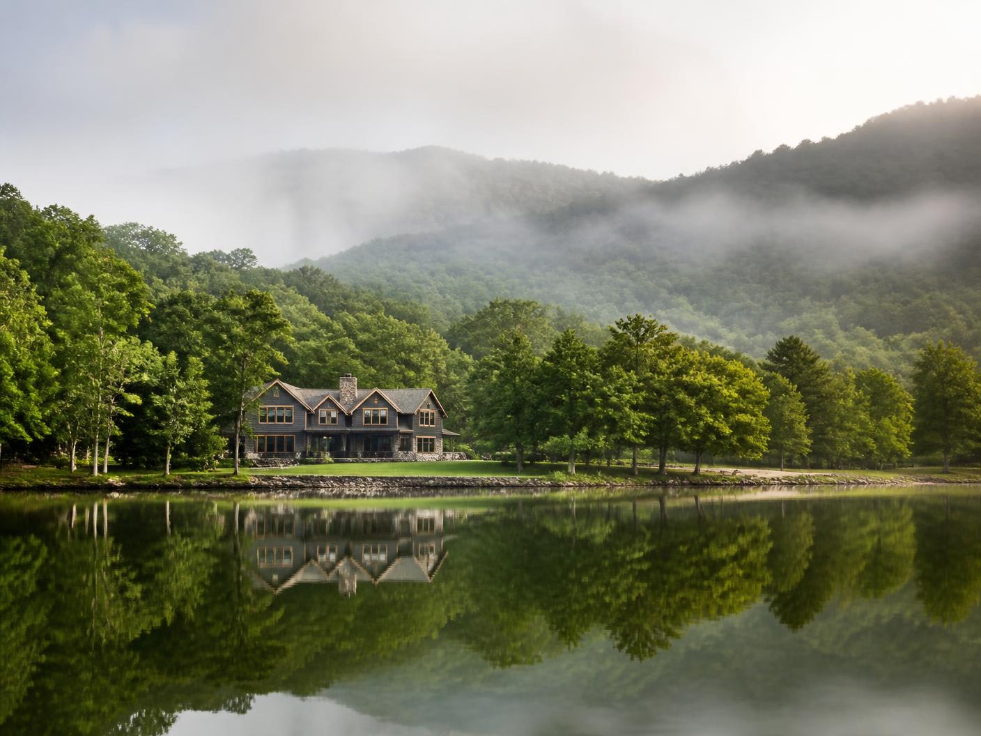 A lakefront country house