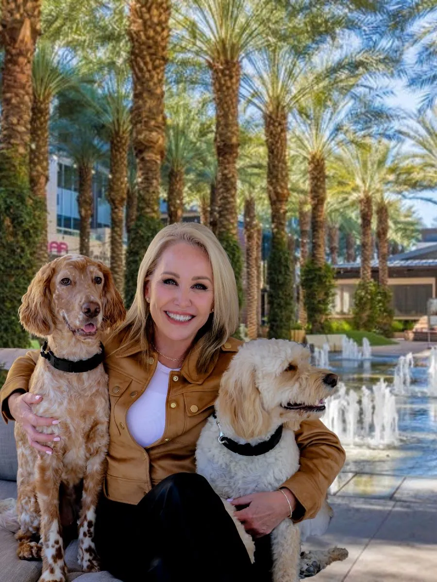 Pam Torgrimson with her two dogs, Billie and Stevie, in Scottsdale