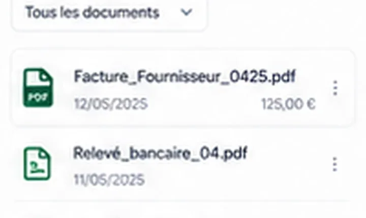 Aperçu des factures et documents dans Fiduzia