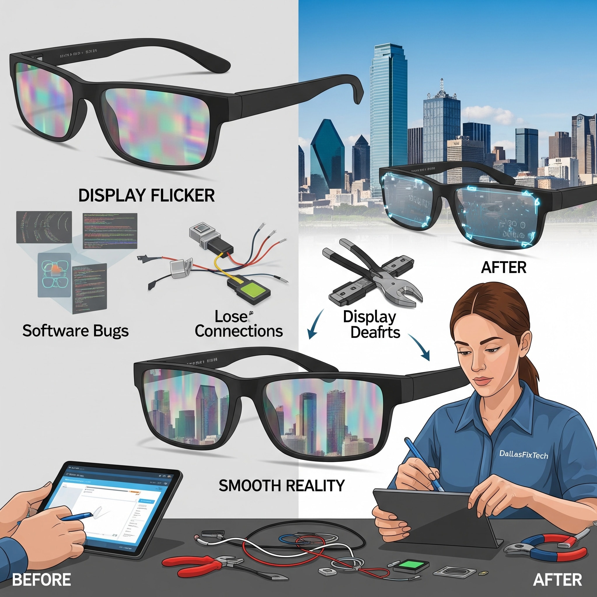 Fixing Smart Glasses Display Flicker: DallasFixTech’s Guide for Smooth Augmented Reality in Dallas, TX
