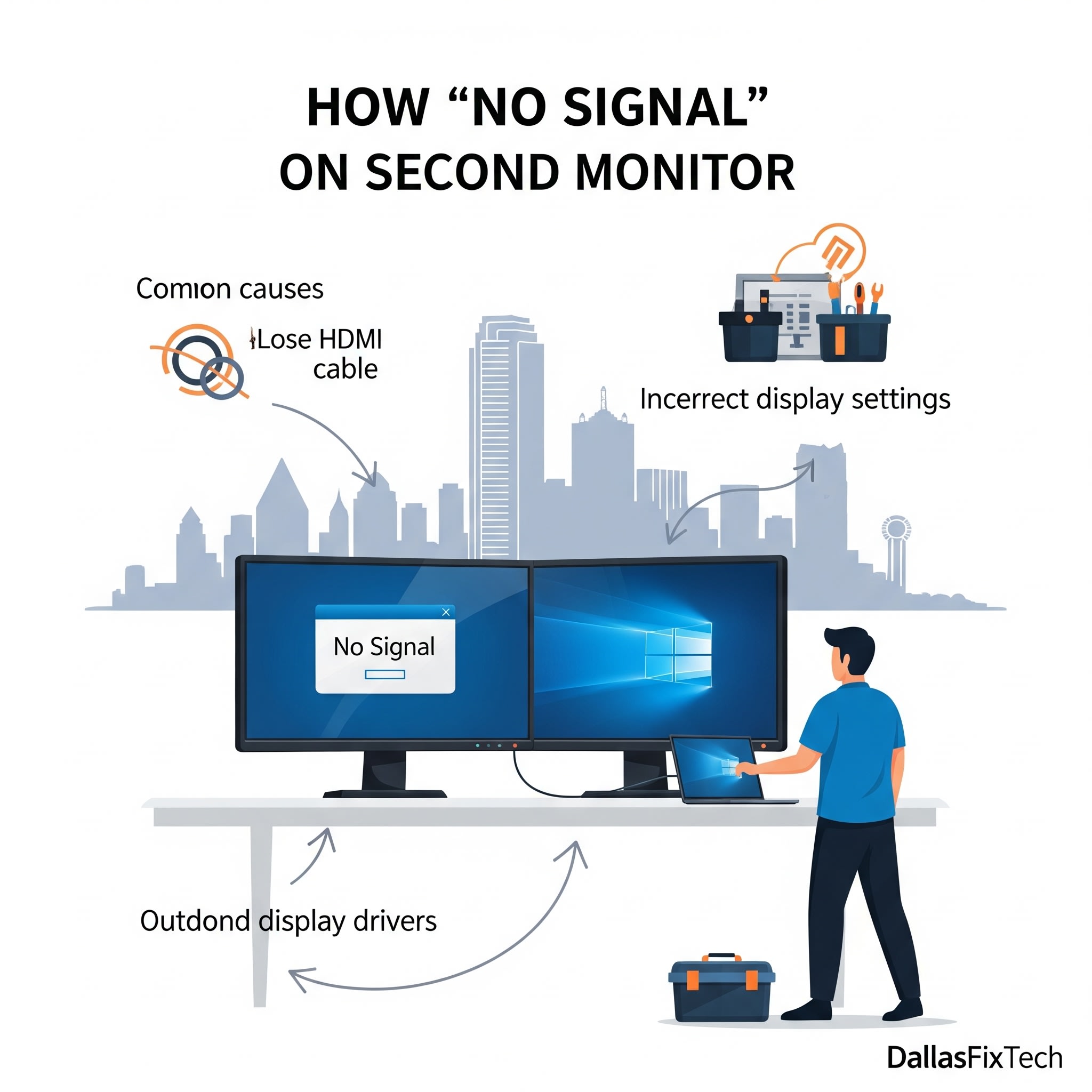 Fix 'No Signal' on Second Monitor: DallasFixTech Dual Display Solutions in Dallas, TX