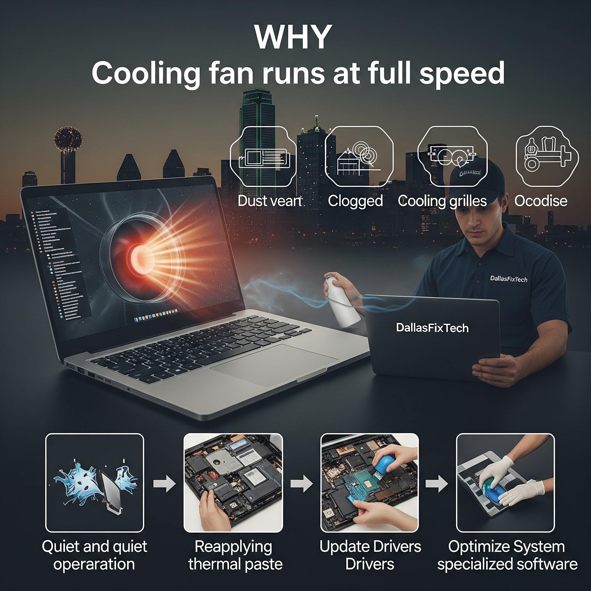 Why Your Laptop Fan Runs at Full Speed: DallasFixTech’s Cooling System Fix for Dallas, TX