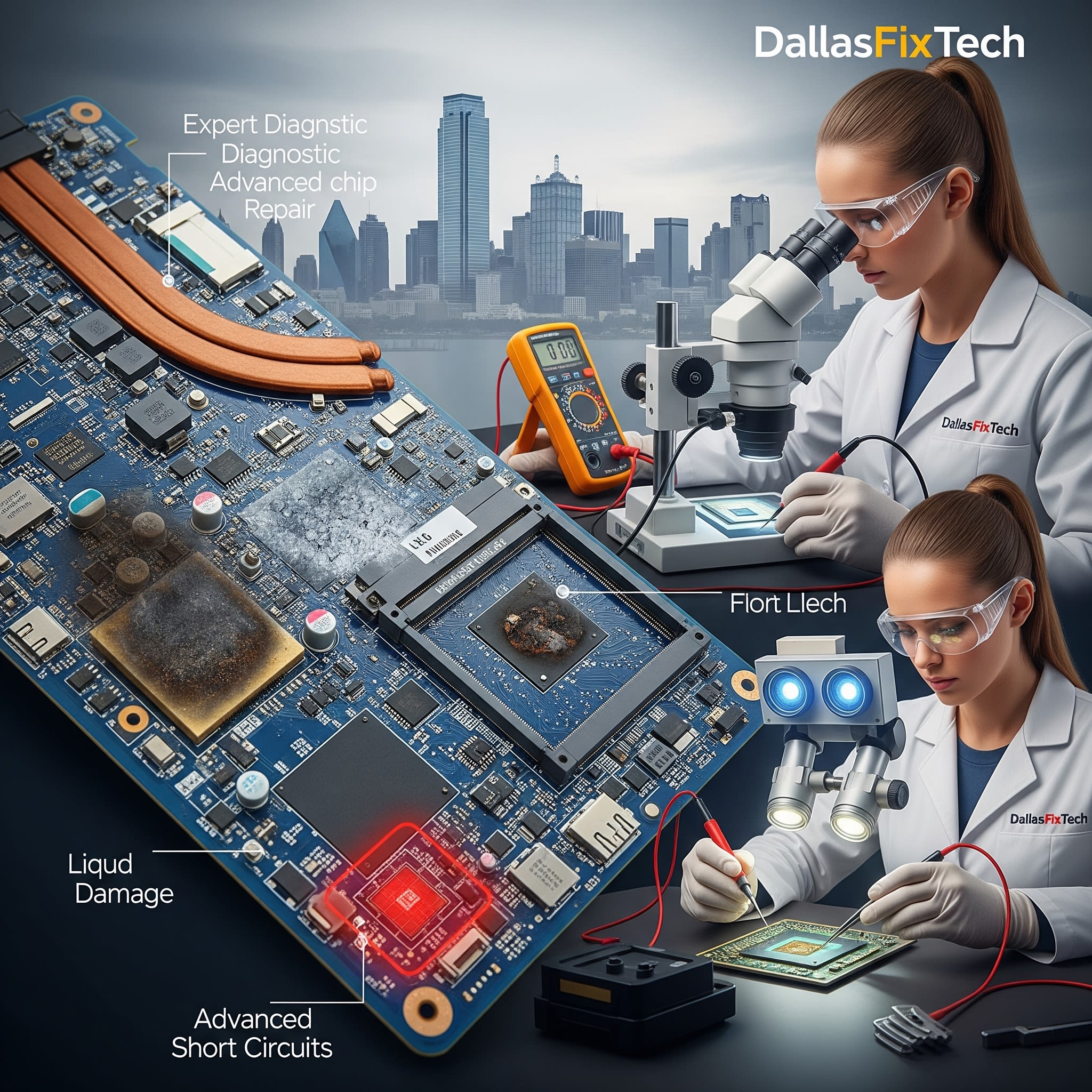 Laptop Motherboard Diagnostics & Advanced Chip-Level Repair in Dallas, TX – DallasFixTech