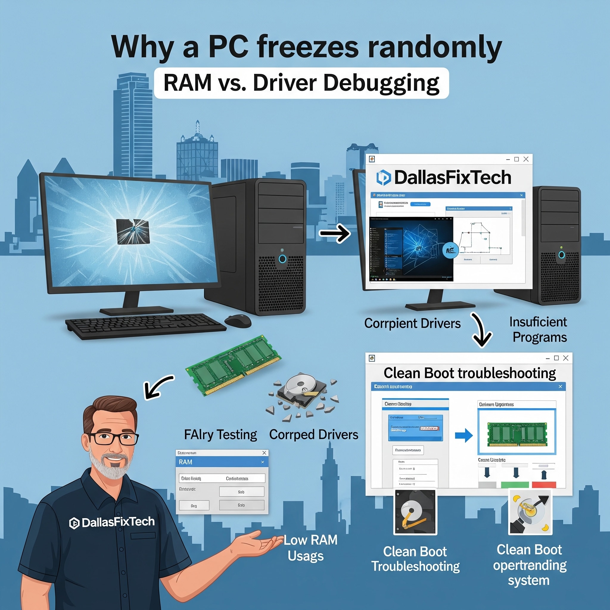 Why Your PC Freezes Randomly: DallasFixTech’s RAM vs. Driver Debugging Guide in Dallas, TX
