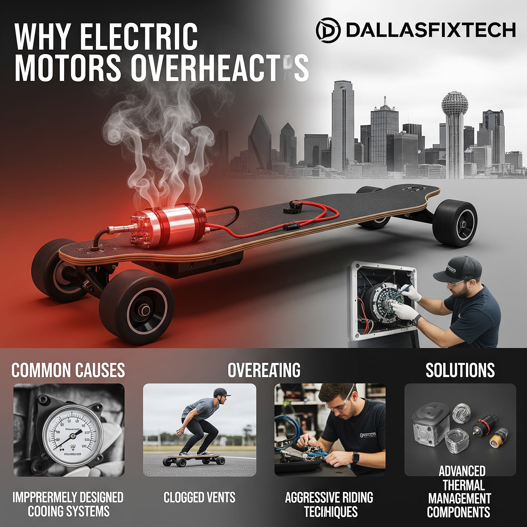 Why Electric Skateboard Motors Overheat: DallasFixTech’s Cooling & Maintenance Tips for Dallas, TX