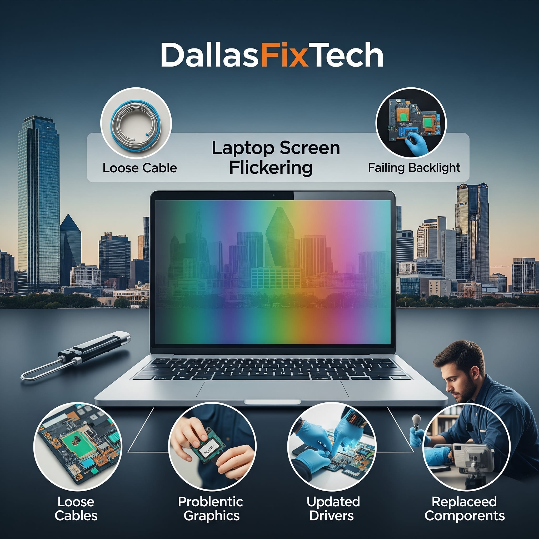 Laptop Screen Flickering Fix: DallasFixTech’s Advanced Repair Service in Dallas, TX