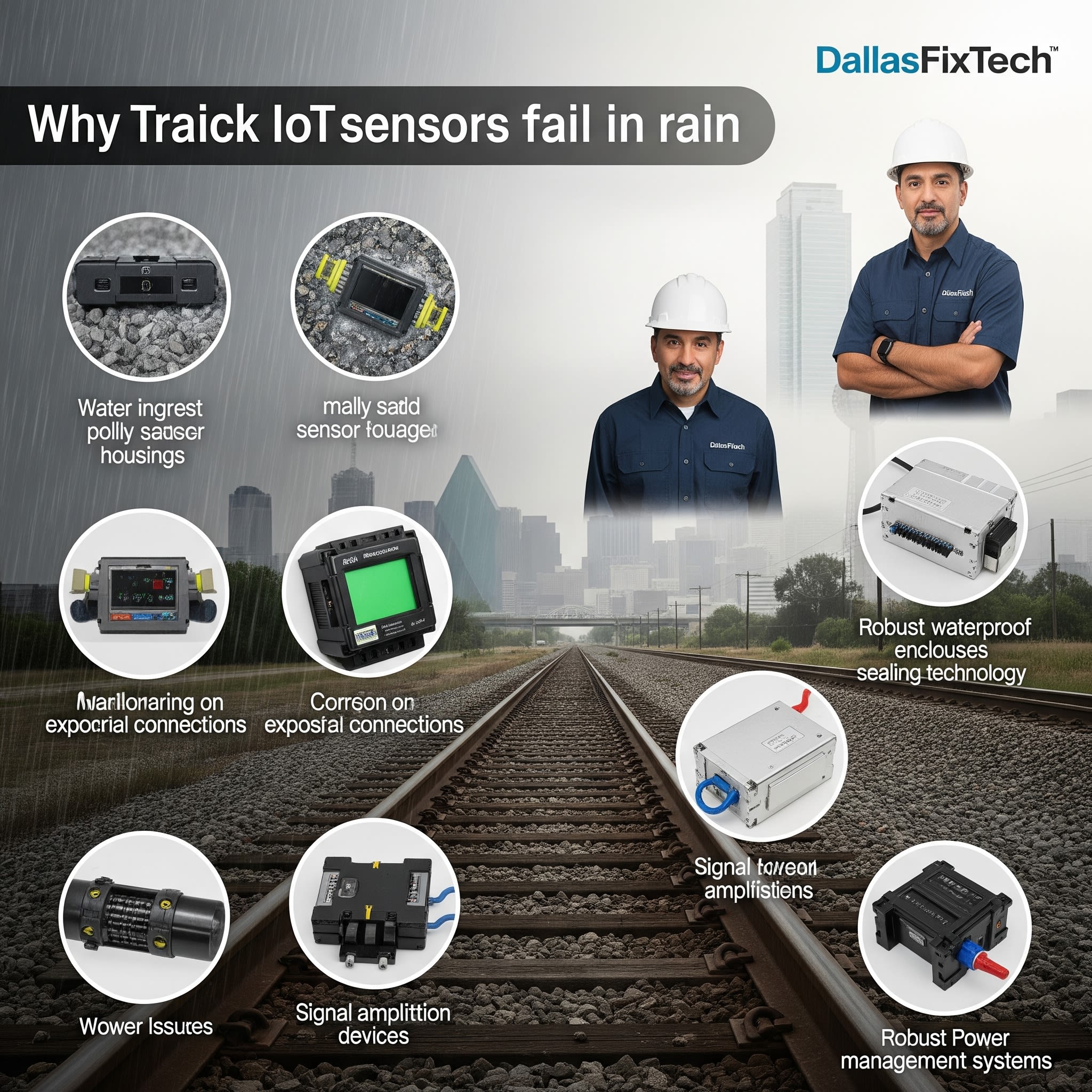 Why Rail Track IoT Sensors Fail in Rain: DallasFixTech’s Solutions for Continuous Monitoring in Dallas, TX