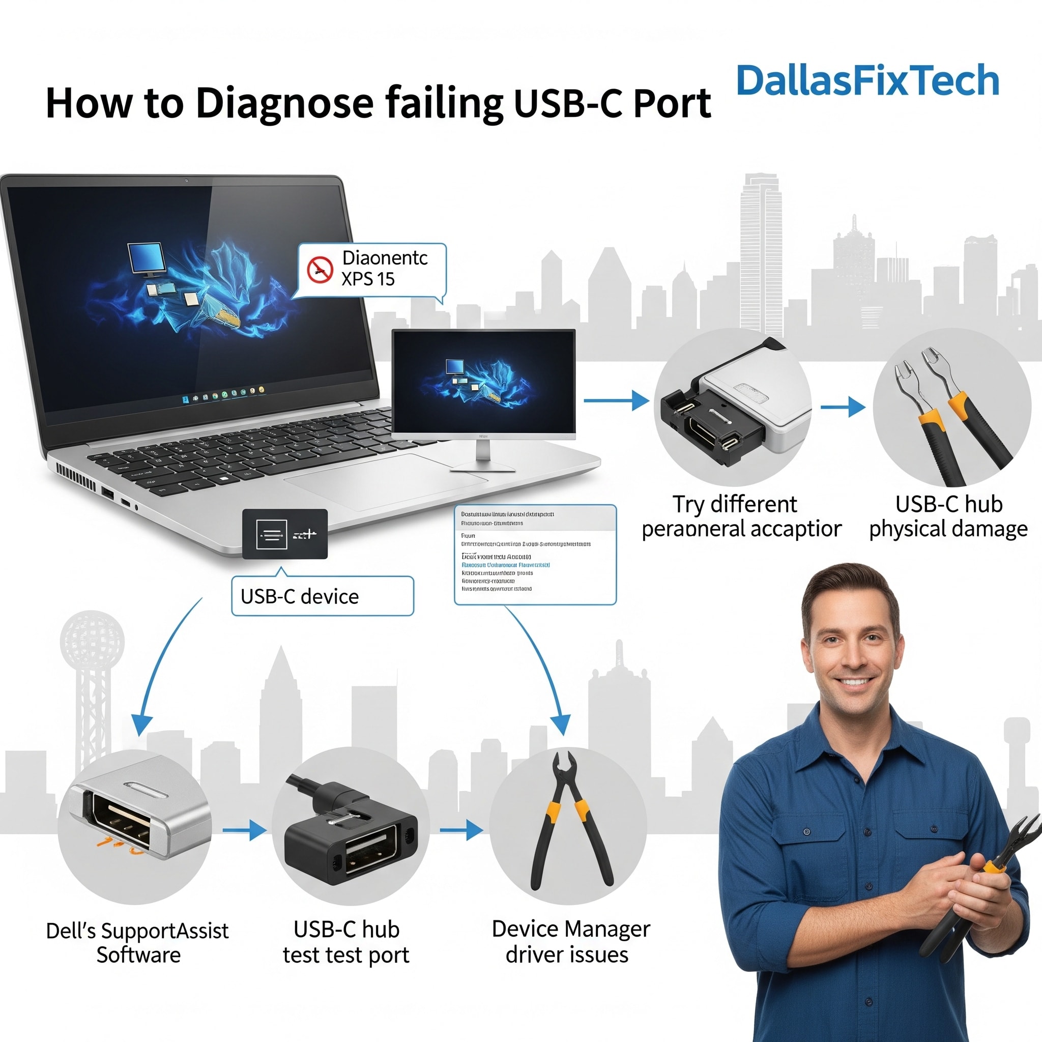 How to Diagnose Failing USB-C Ports on Dell XPS Laptops: DallasFixTech Expert Guide in Dallas, TX