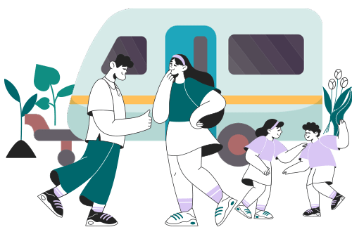 Familia llegando el día del alquiler