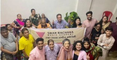 Seniors and the Swar Rachana team together after the Heartwarming Musical Celebration