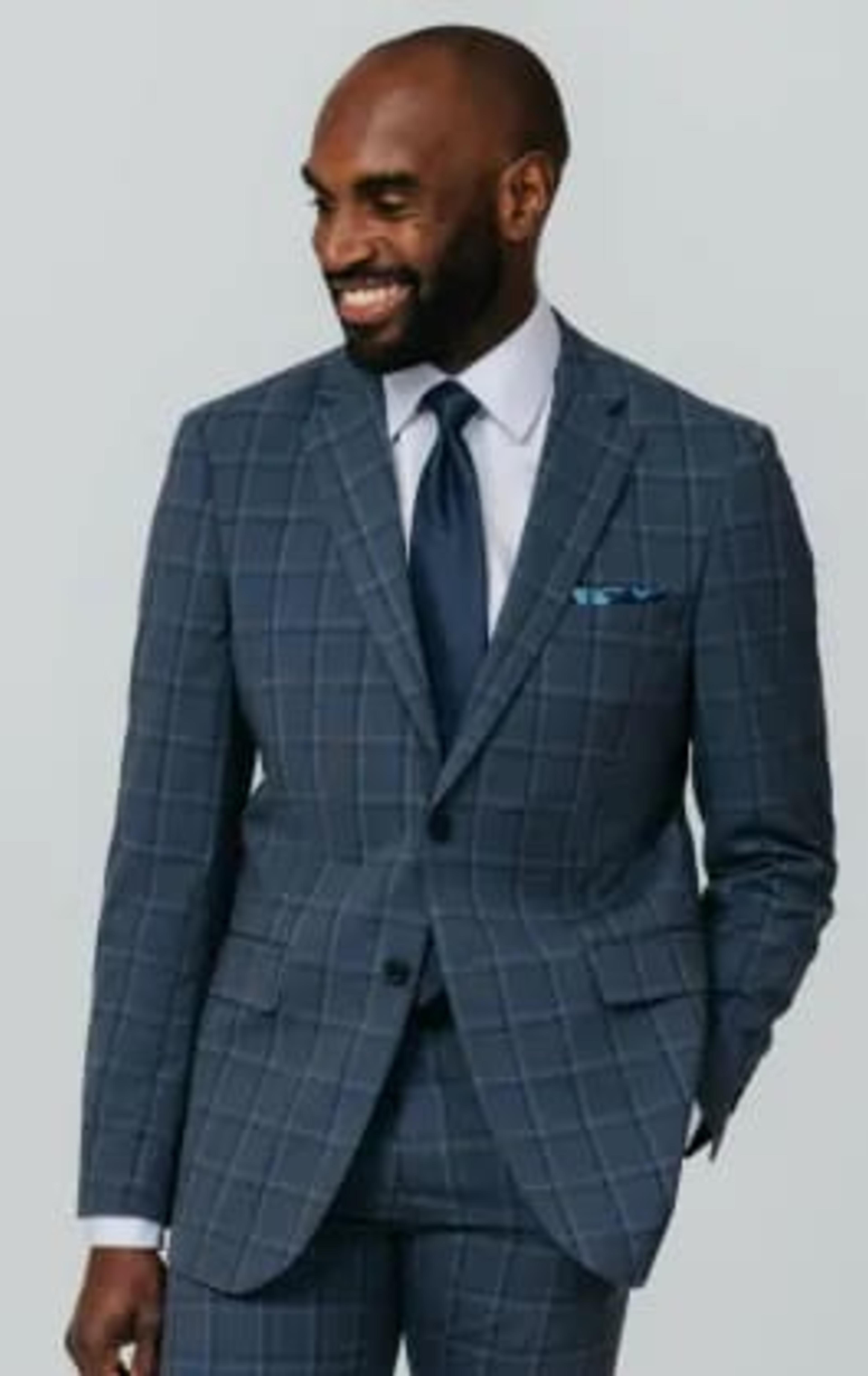 Blue Bold Windowpane Check Suit Jacket thumbnail 2