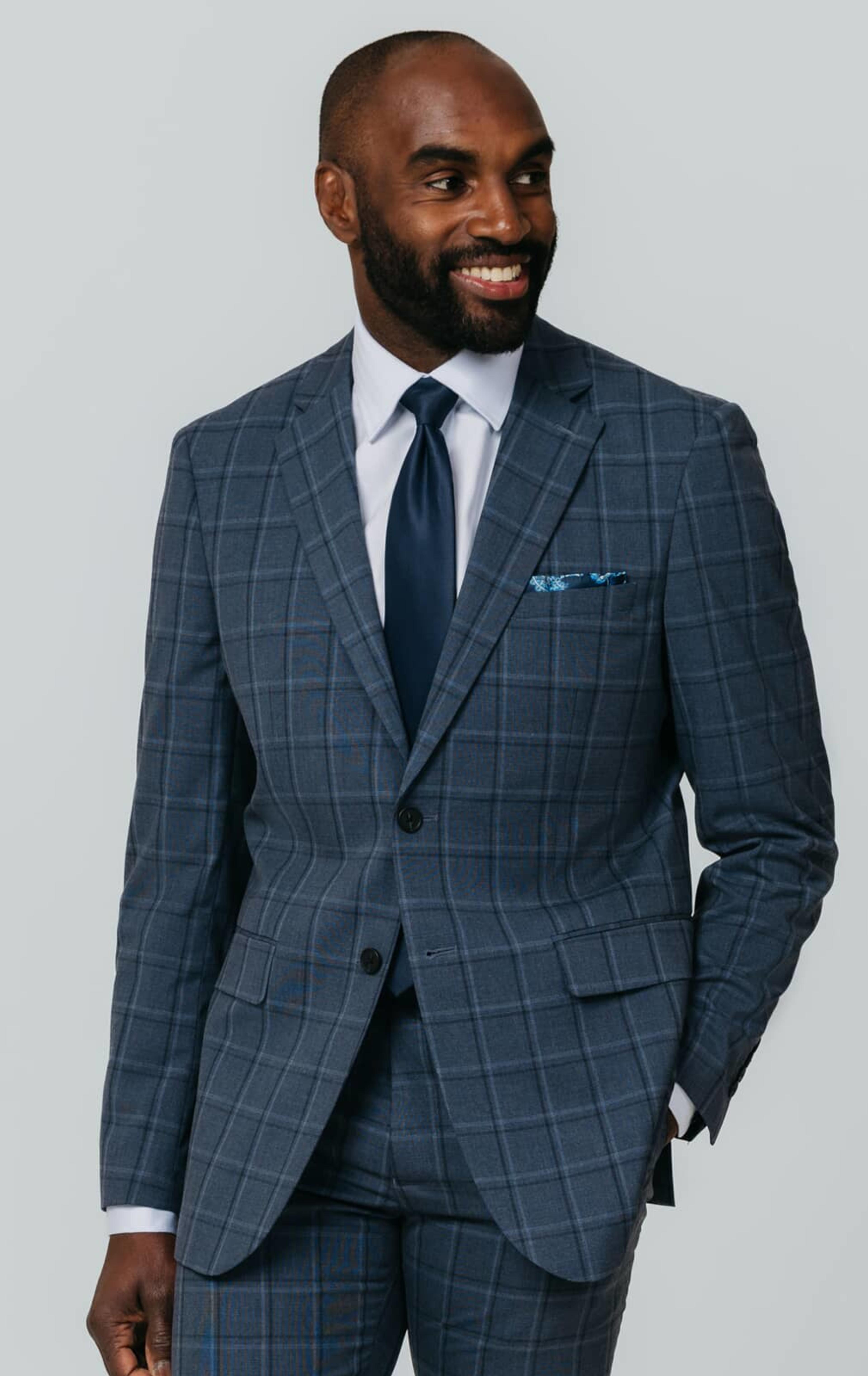 Blue Bold Windowpane Check Suit primary image