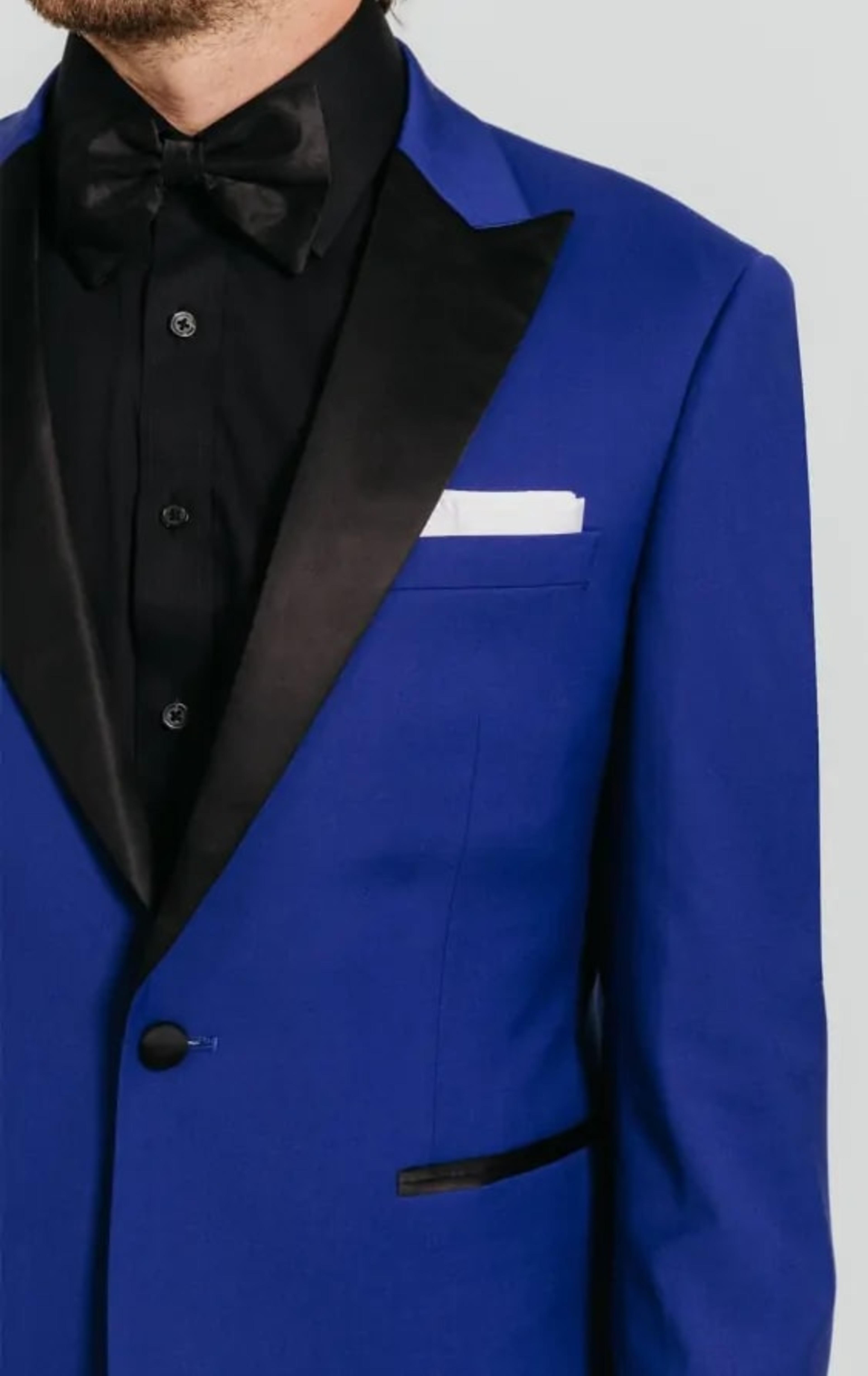 Bright Blue Dinner Jacket with Peak Lapel thumbnail 5