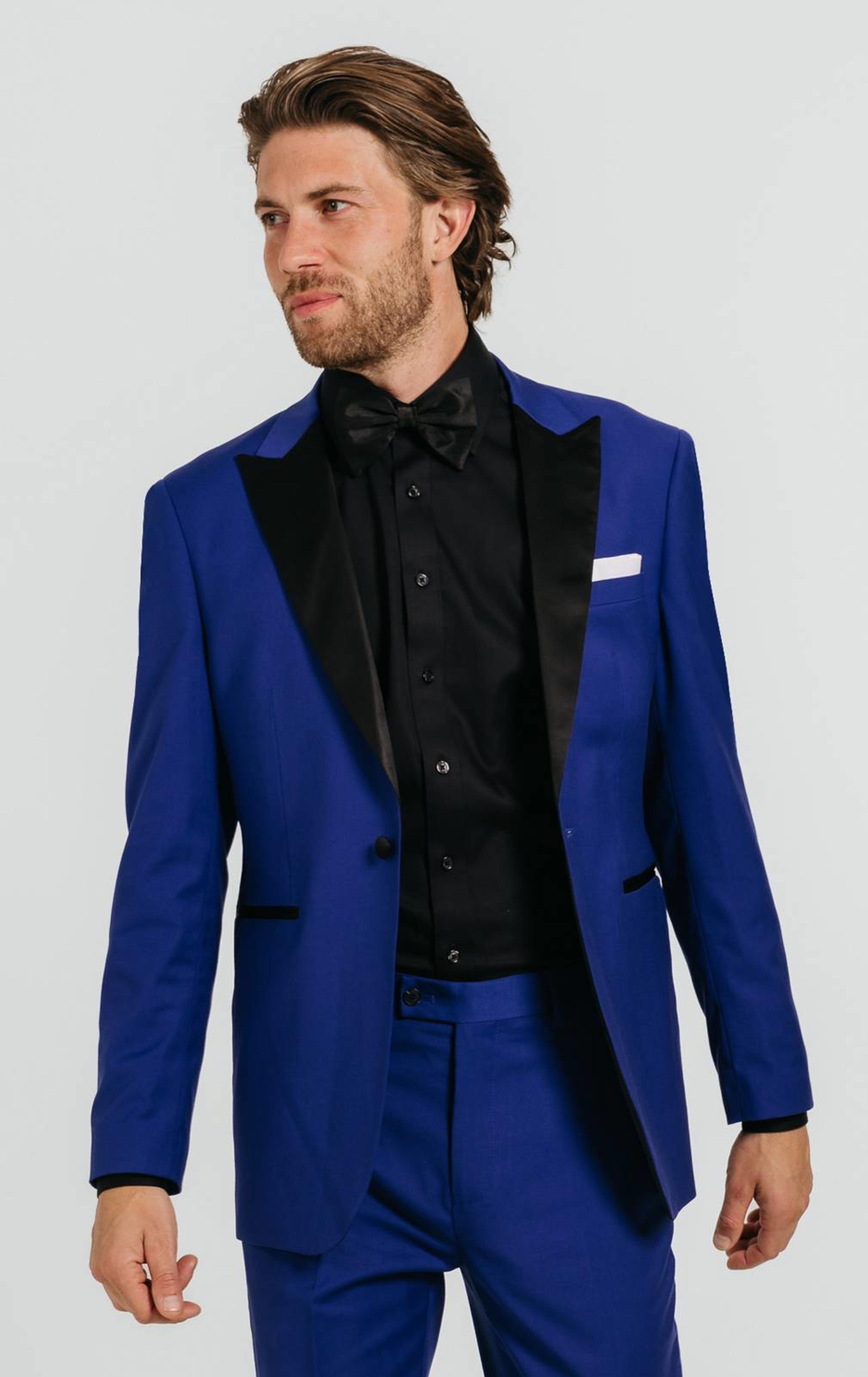 Bright Blue Dinner Jacket with Peak Lapel primary image