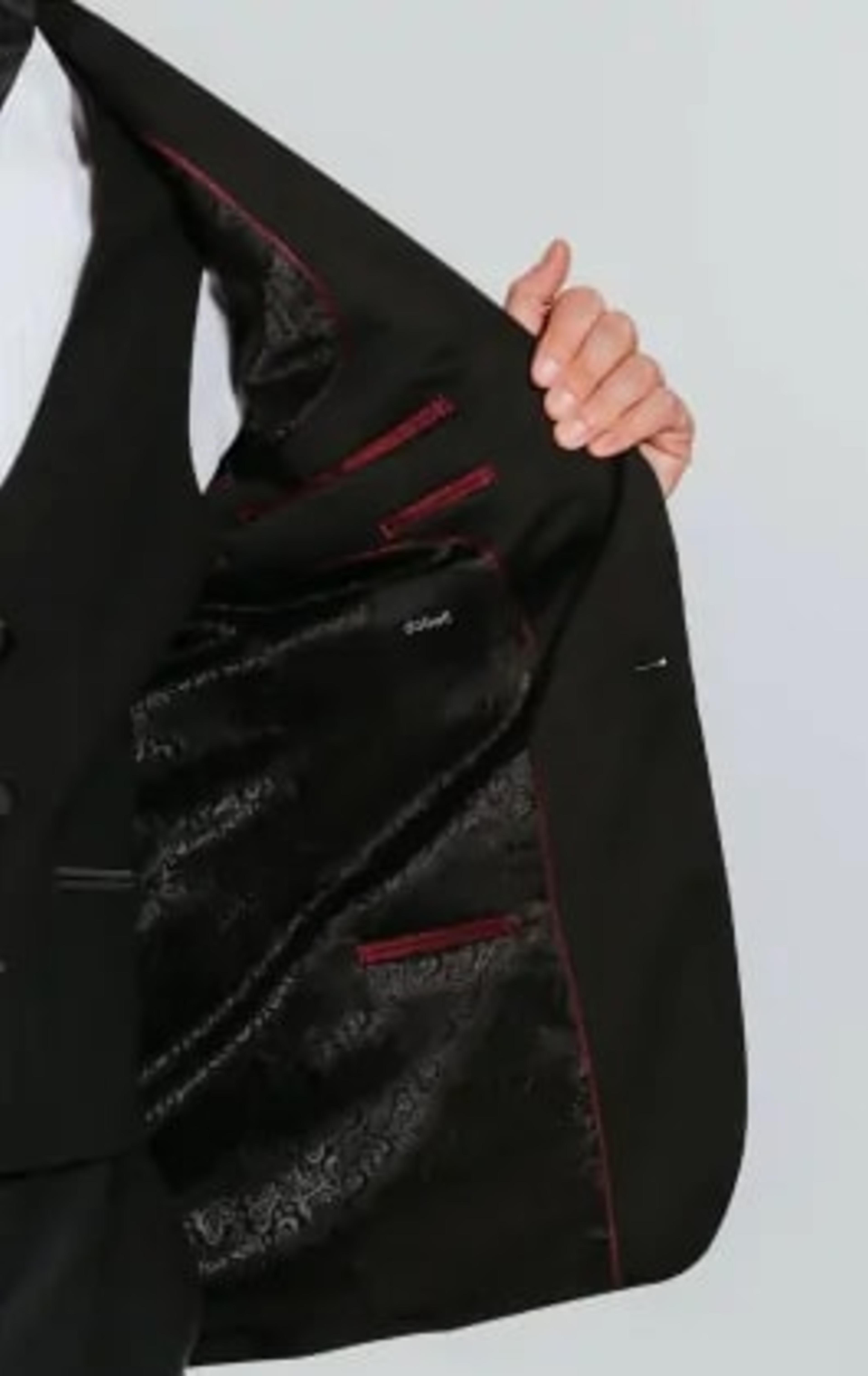 Dobell Black 100% Wool Tuxedo with Notch Lapel thumbnail 6