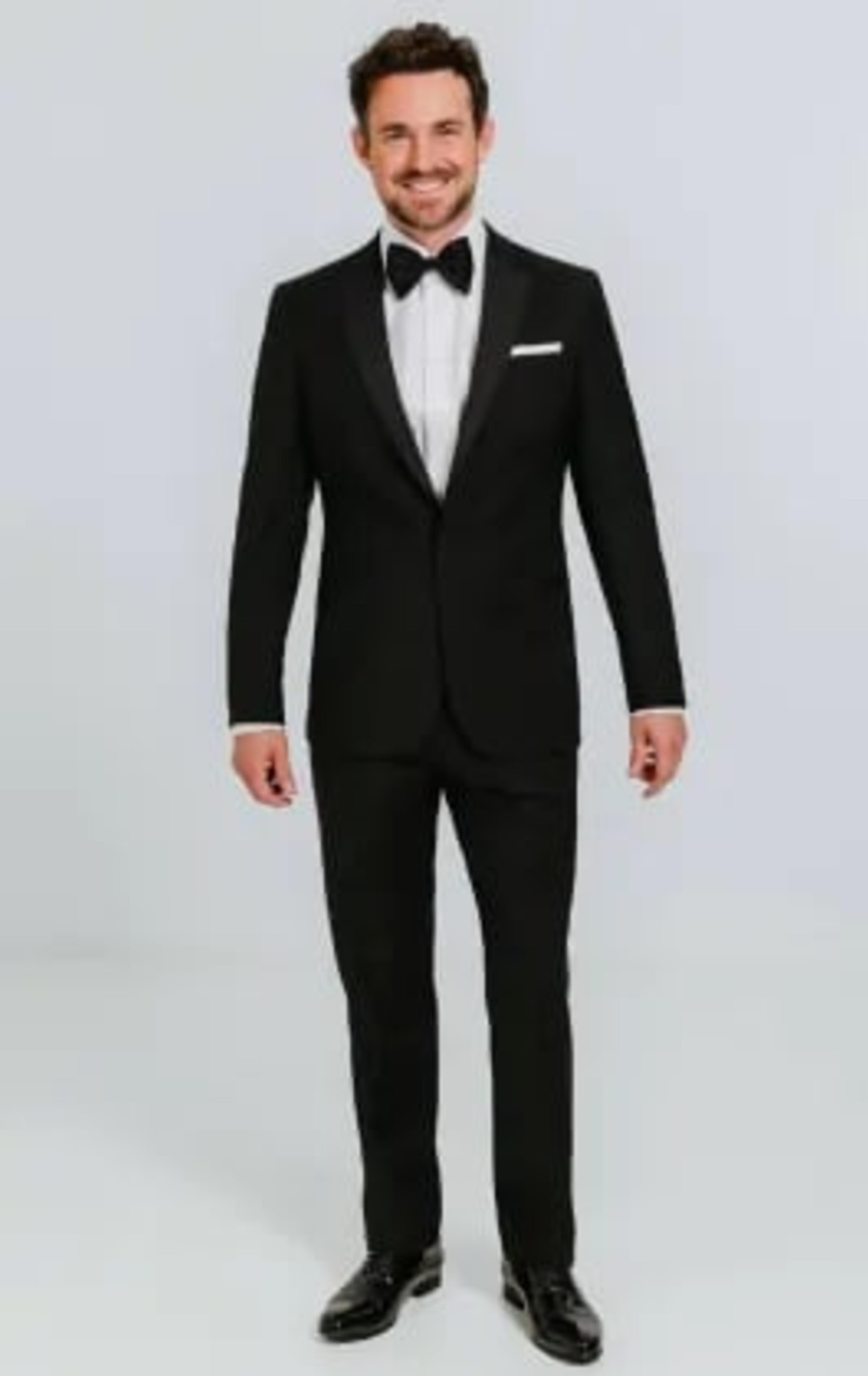 Dobell Black 100% Wool Tuxedo with Notch Lapel thumbnail 8