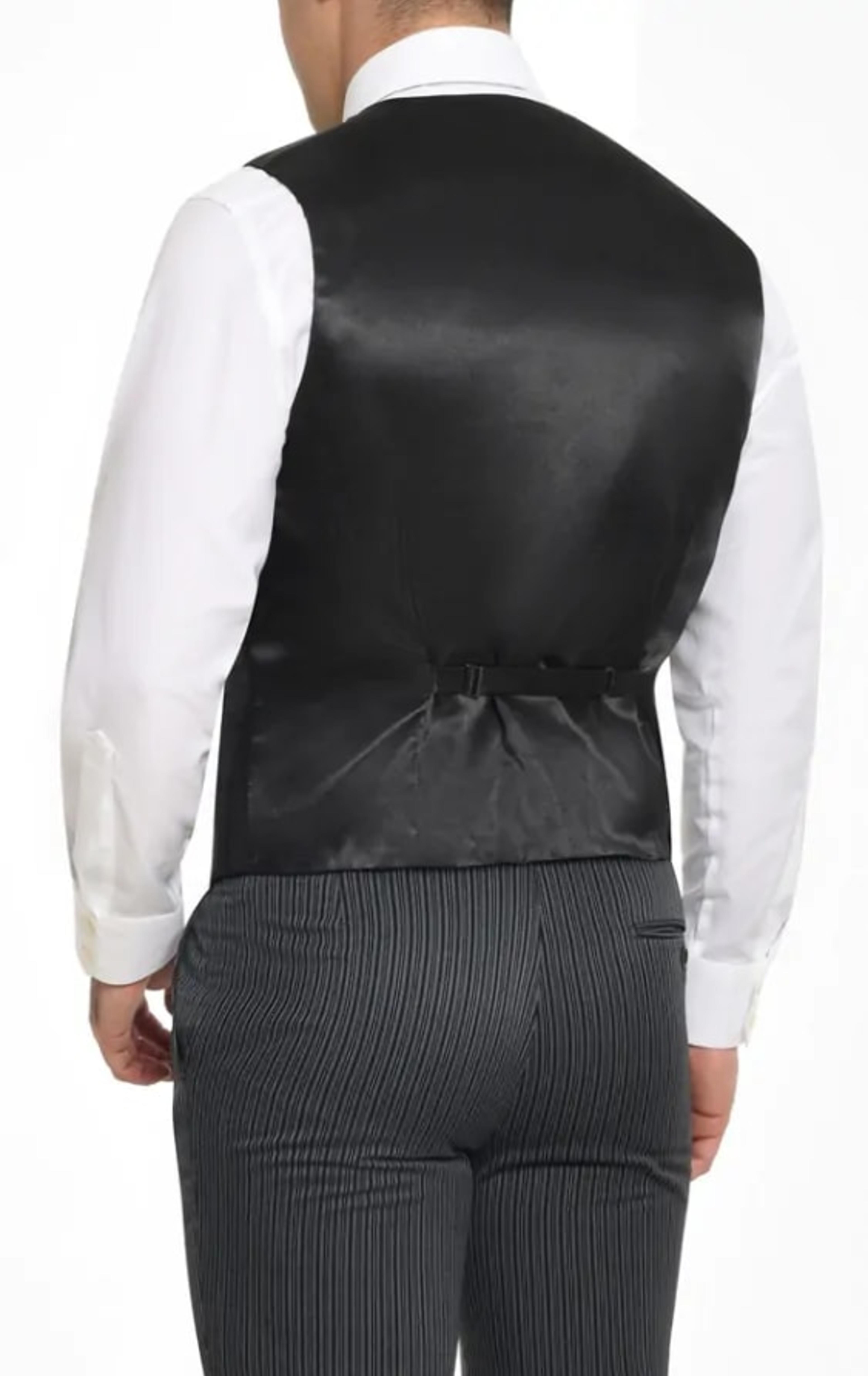 Dobell Black Dupion Waistcoat thumbnail 7