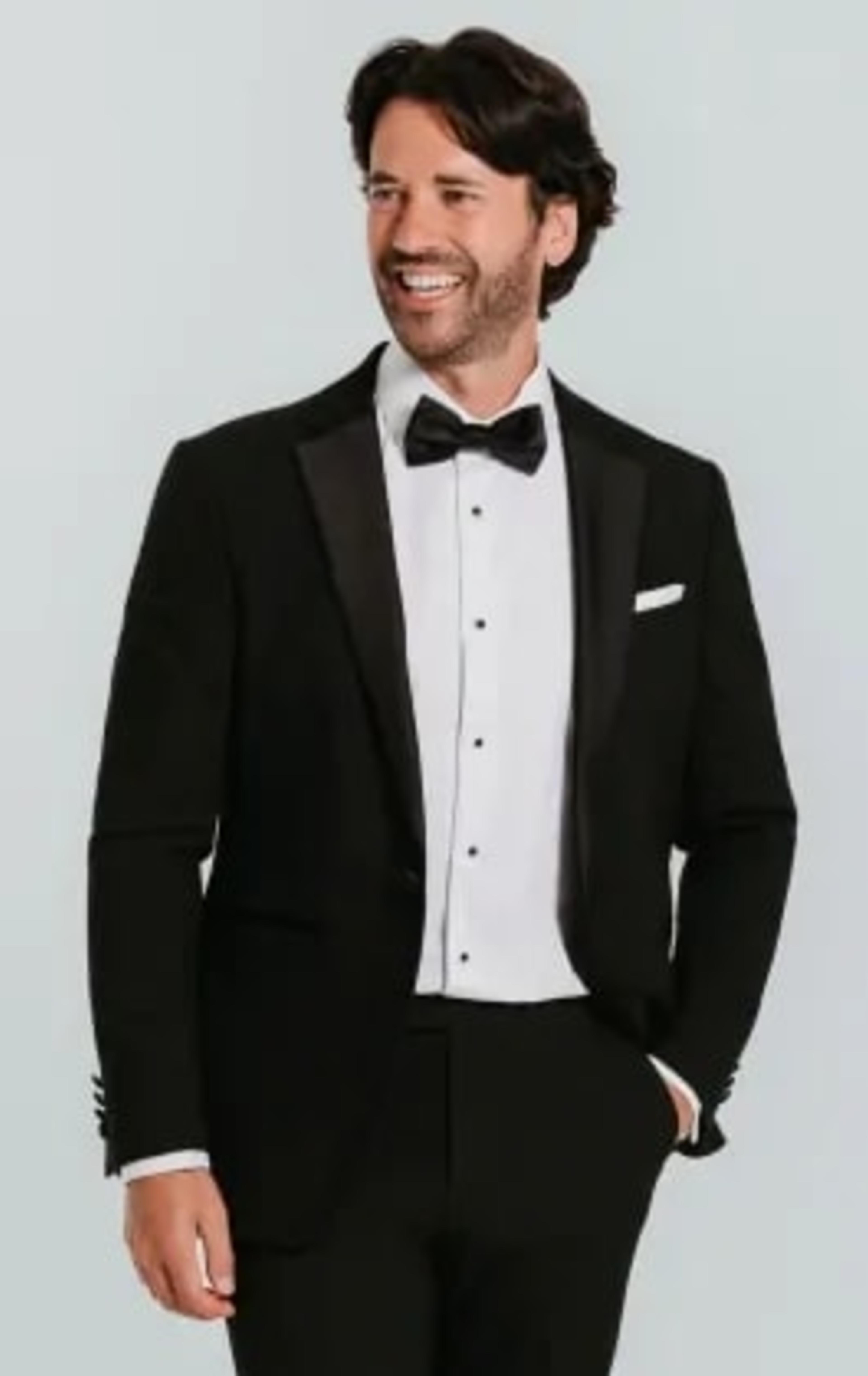 Dobell Black Slim-Fit Dinner Jacket with Notch Lapel thumbnail 2