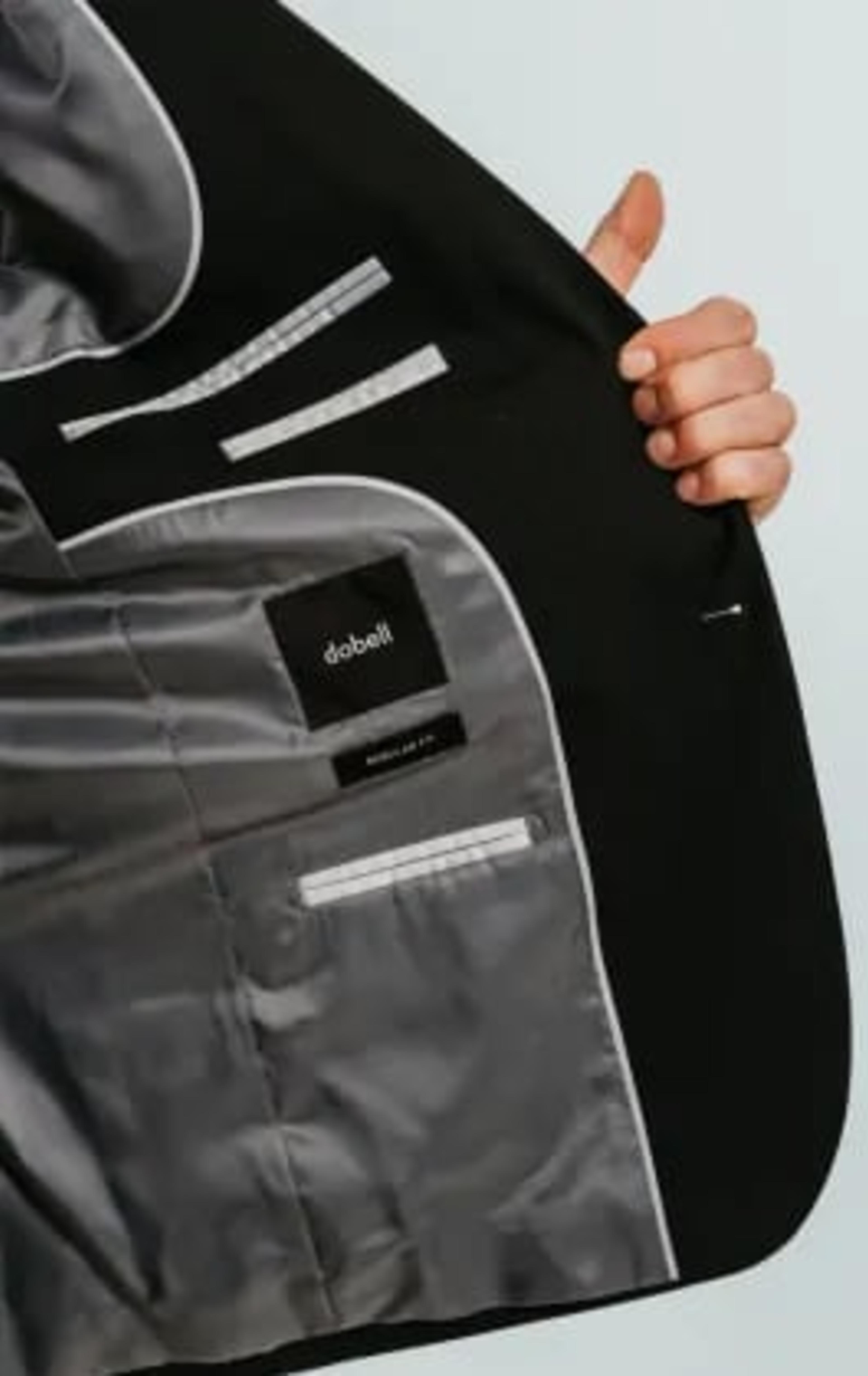 Dobell Black Suit Jacket with Peak Lapel thumbnail 6