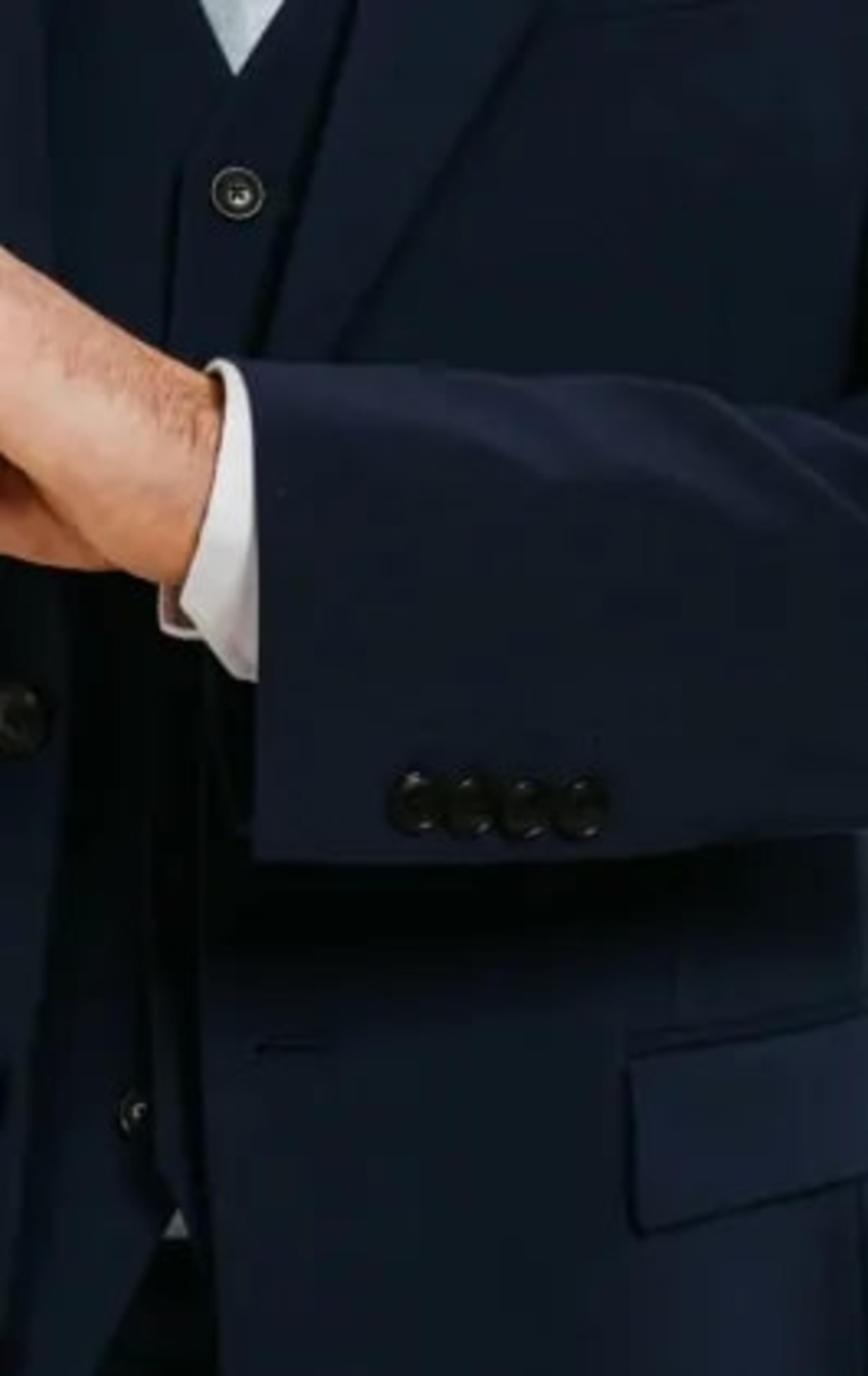 Dobell Blue Suit Jacket with Peak Lapel thumbnail 4