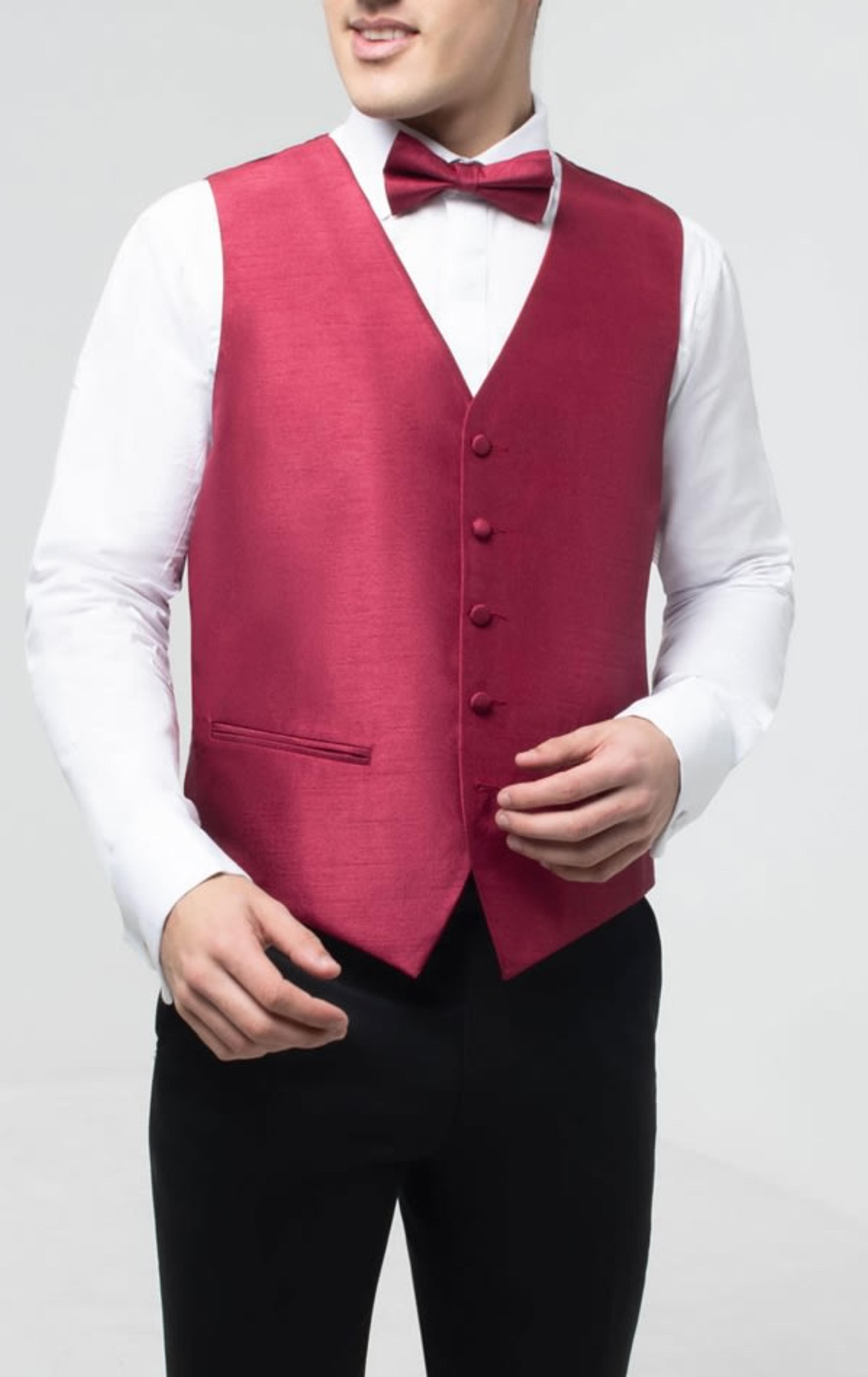 Dobell Burgundy Dupion Waistcoat primary image