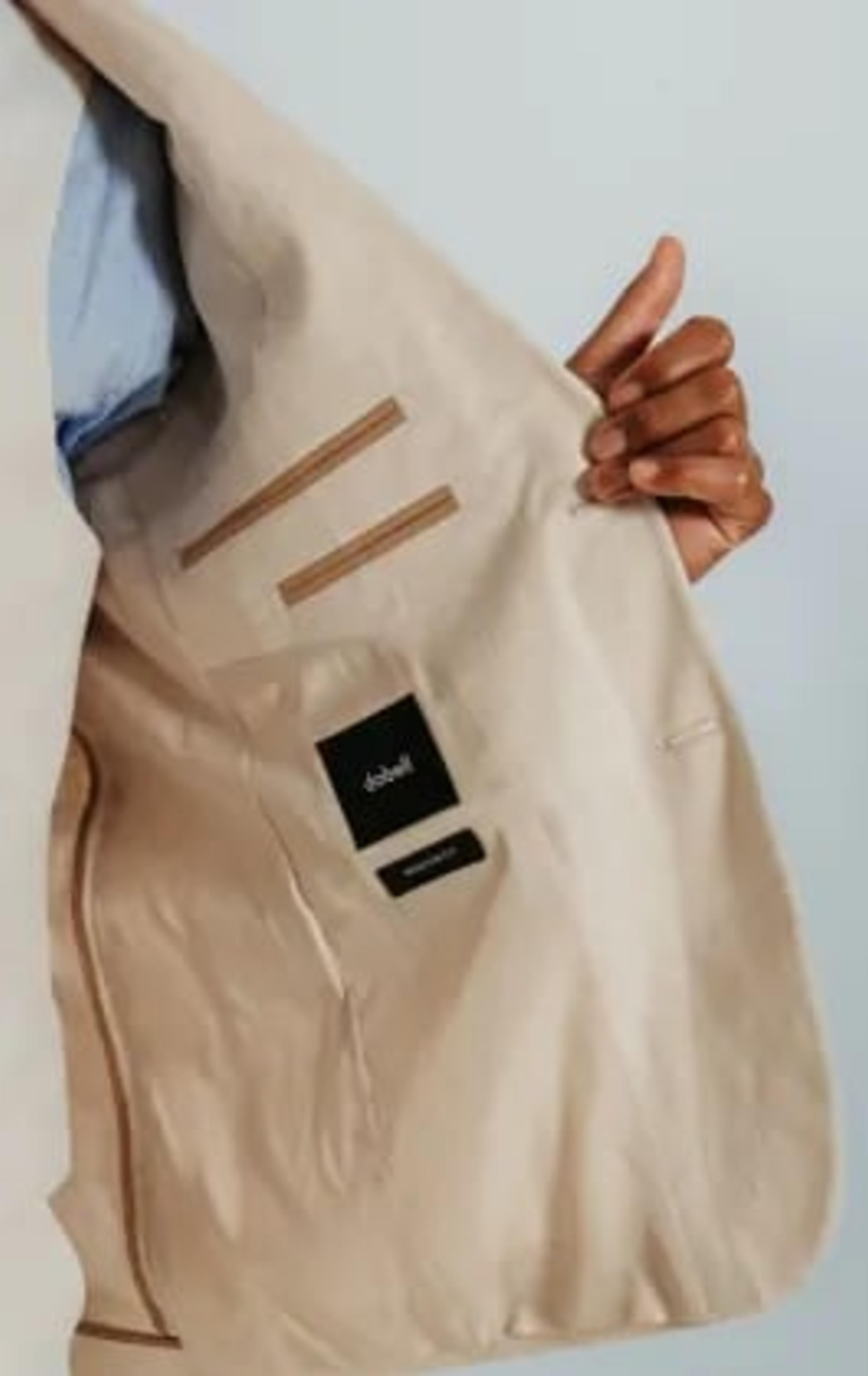 Dobell Cream Linen Suit Jacket thumbnail 6