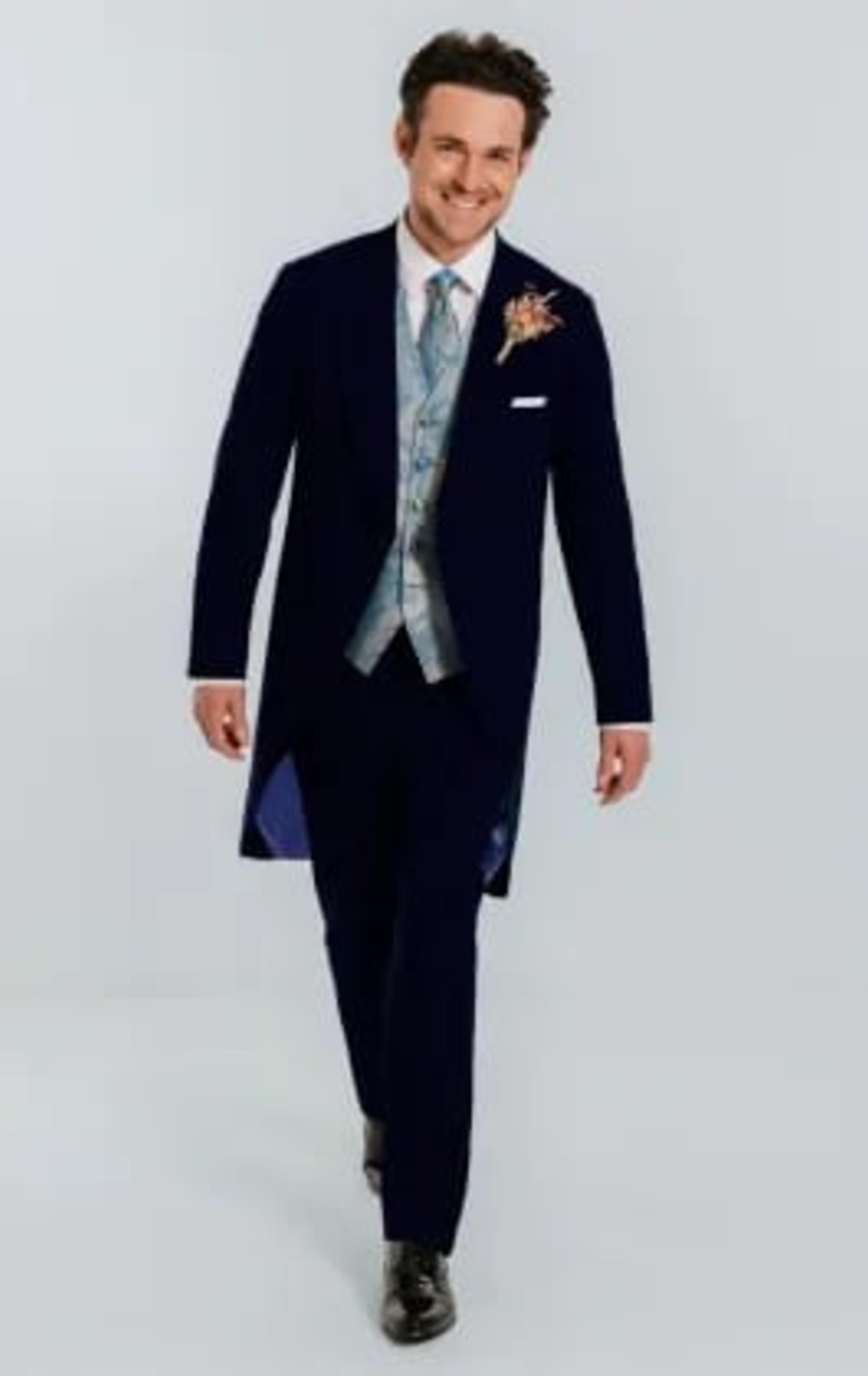 Dobell Duck Egg Blue Paisley Waistcoat thumbnail 3