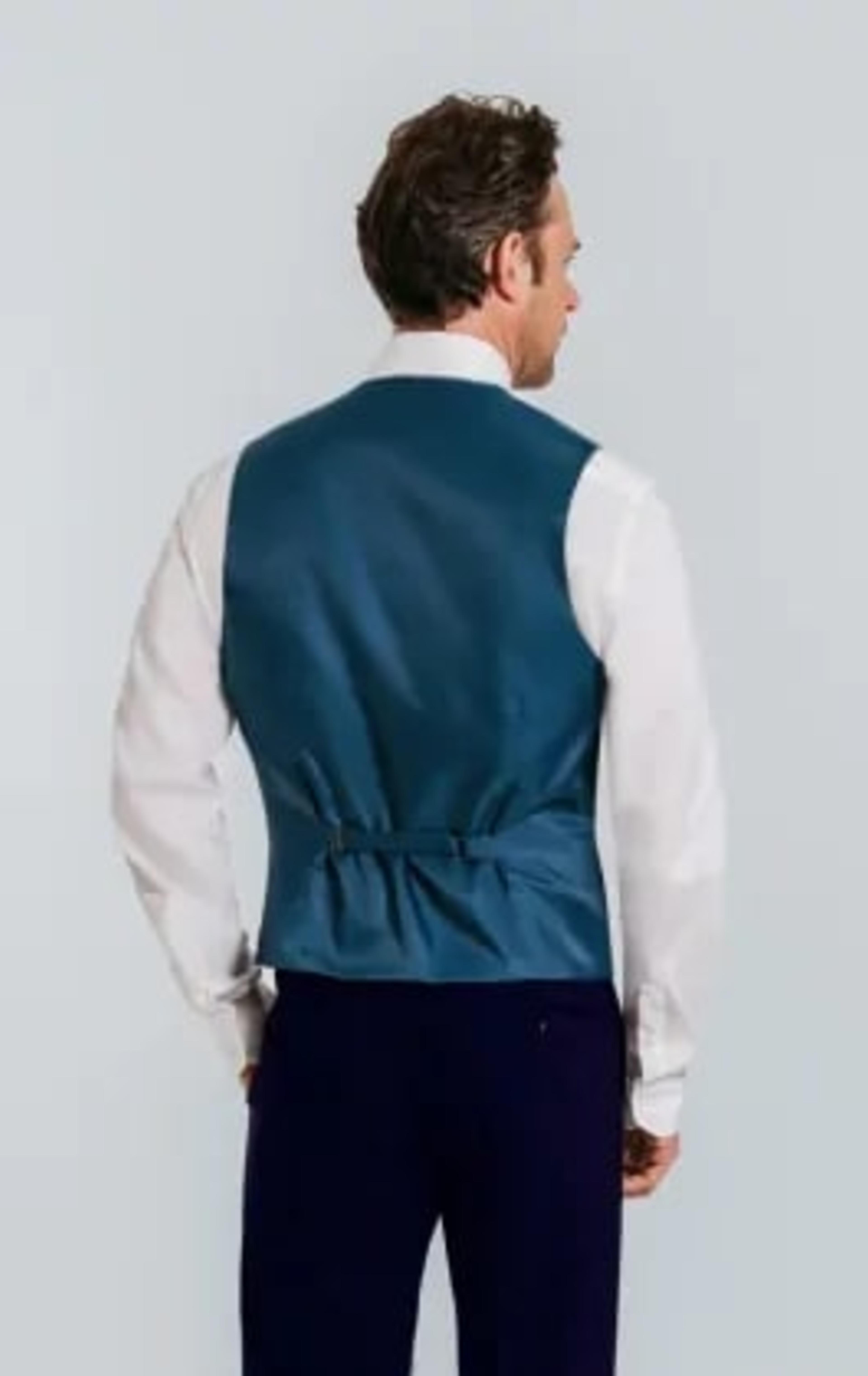 Dobell Duck Egg Blue Paisley Waistcoat thumbnail 5