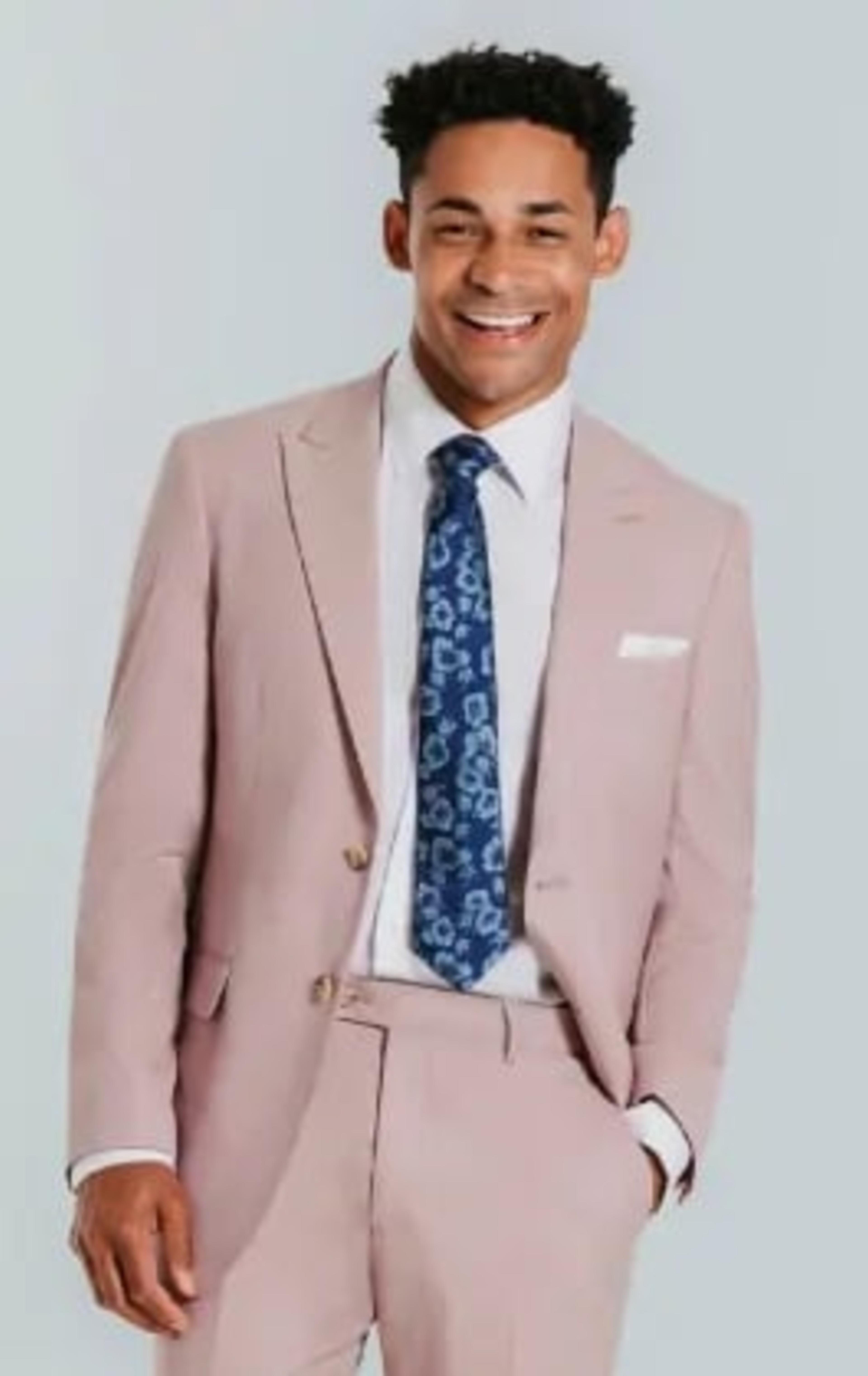 Dobell Dusty Pink Suit Jacket with Peak Lapel thumbnail 2