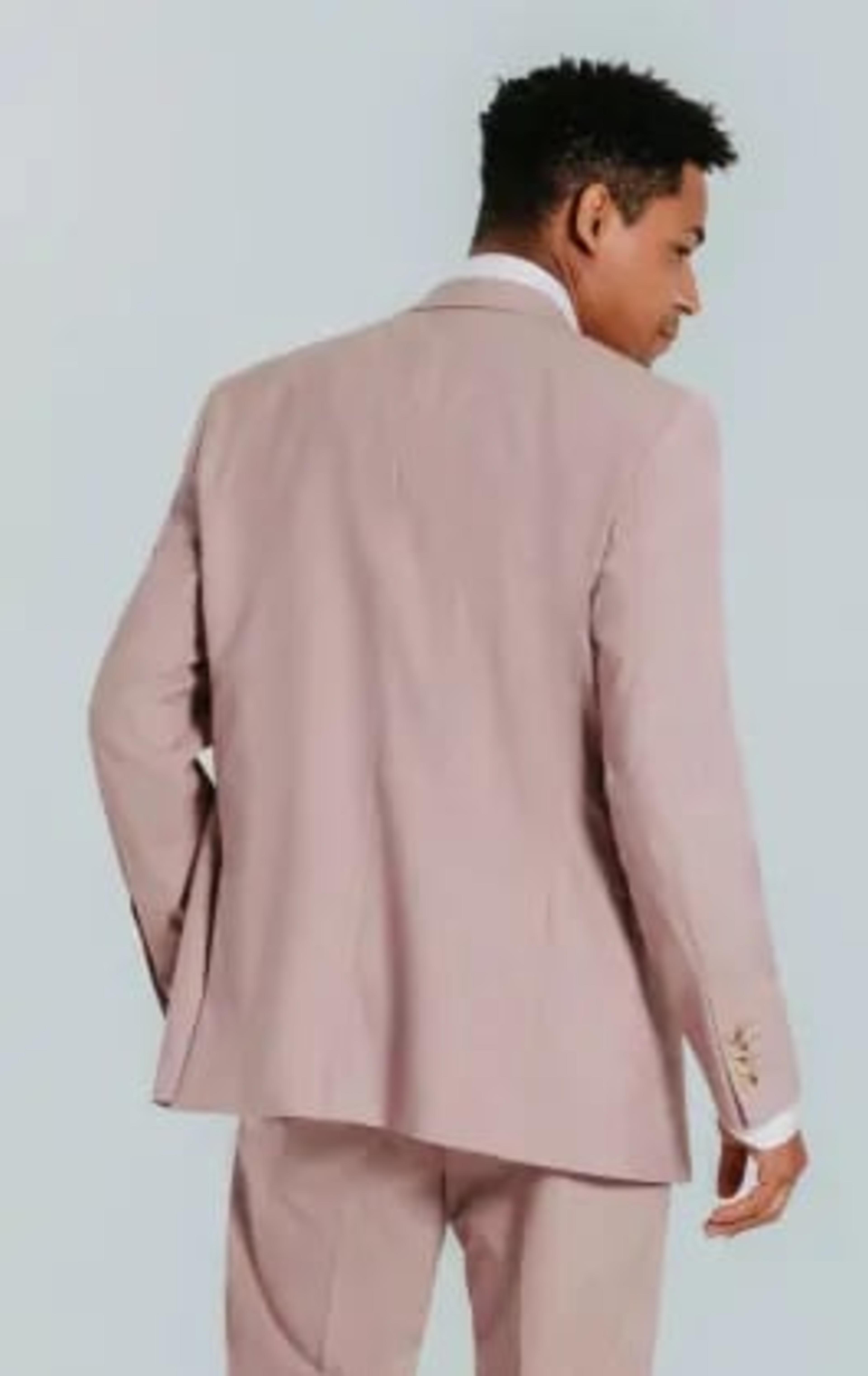Dobell Dusty Pink Suit Jacket with Peak Lapel thumbnail 3