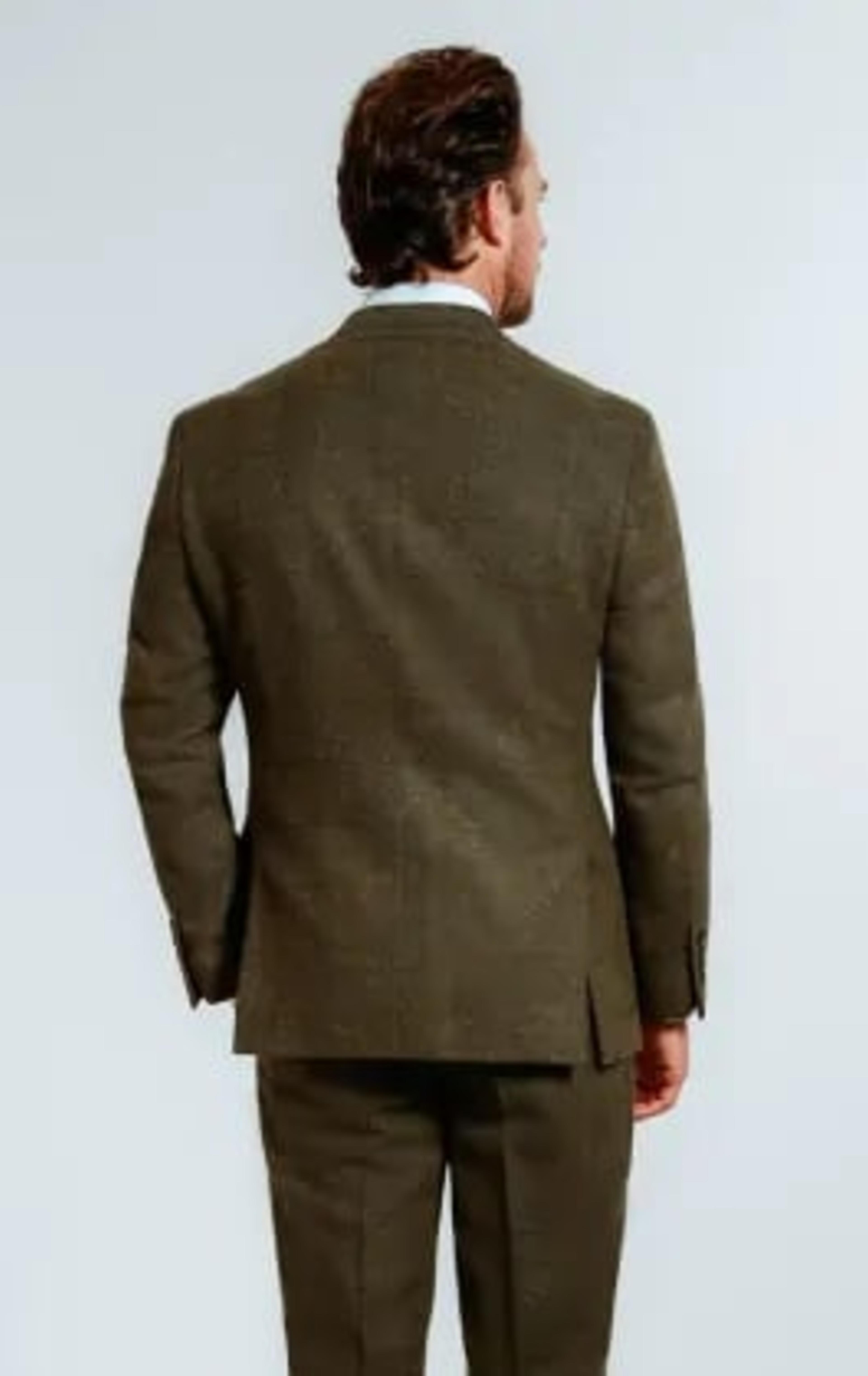 Dobell Green Windowpane Check Tweed Jacket thumbnail 3