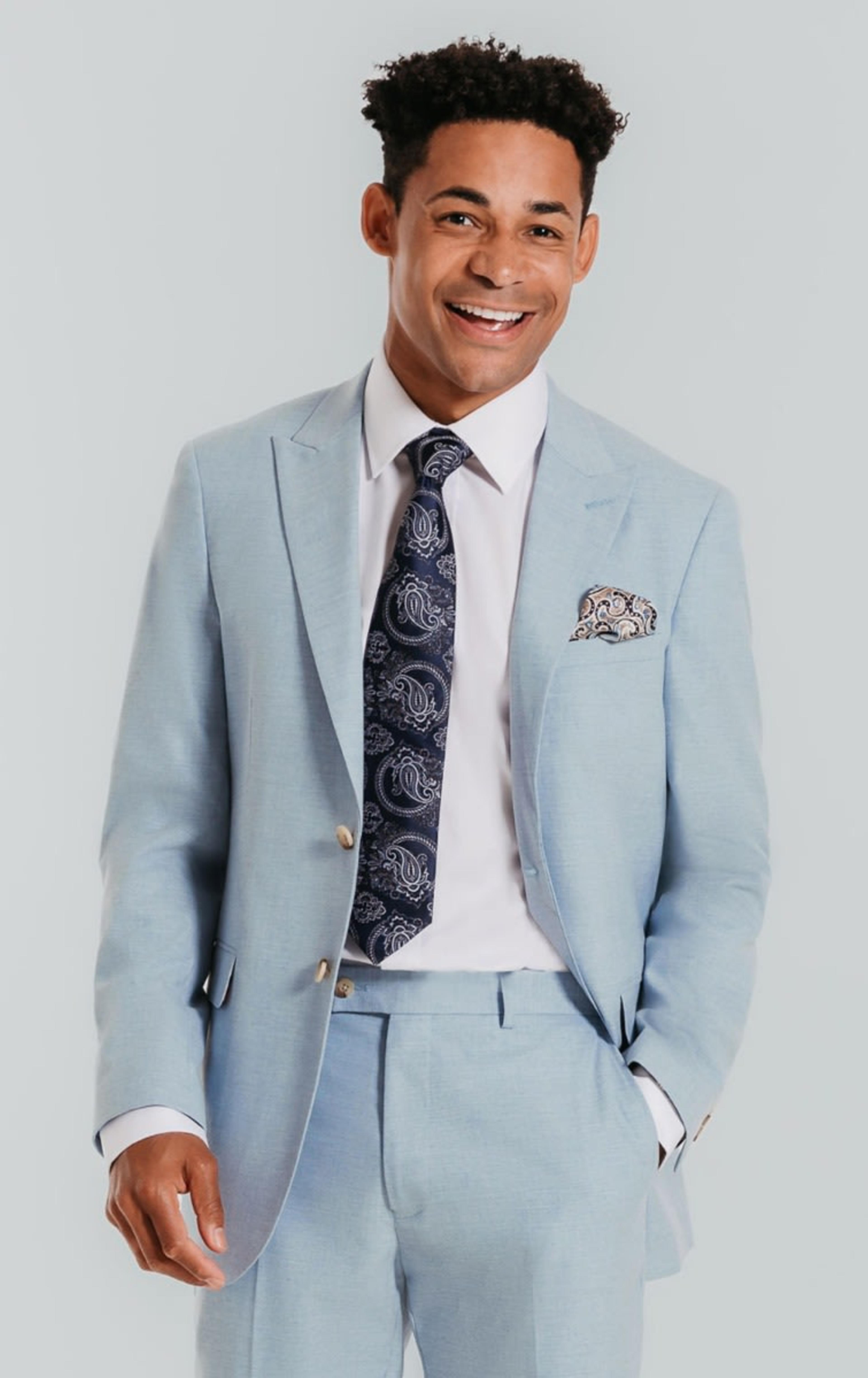 Dobell Light Blue Suit Jacket with Peak Lapel primary image