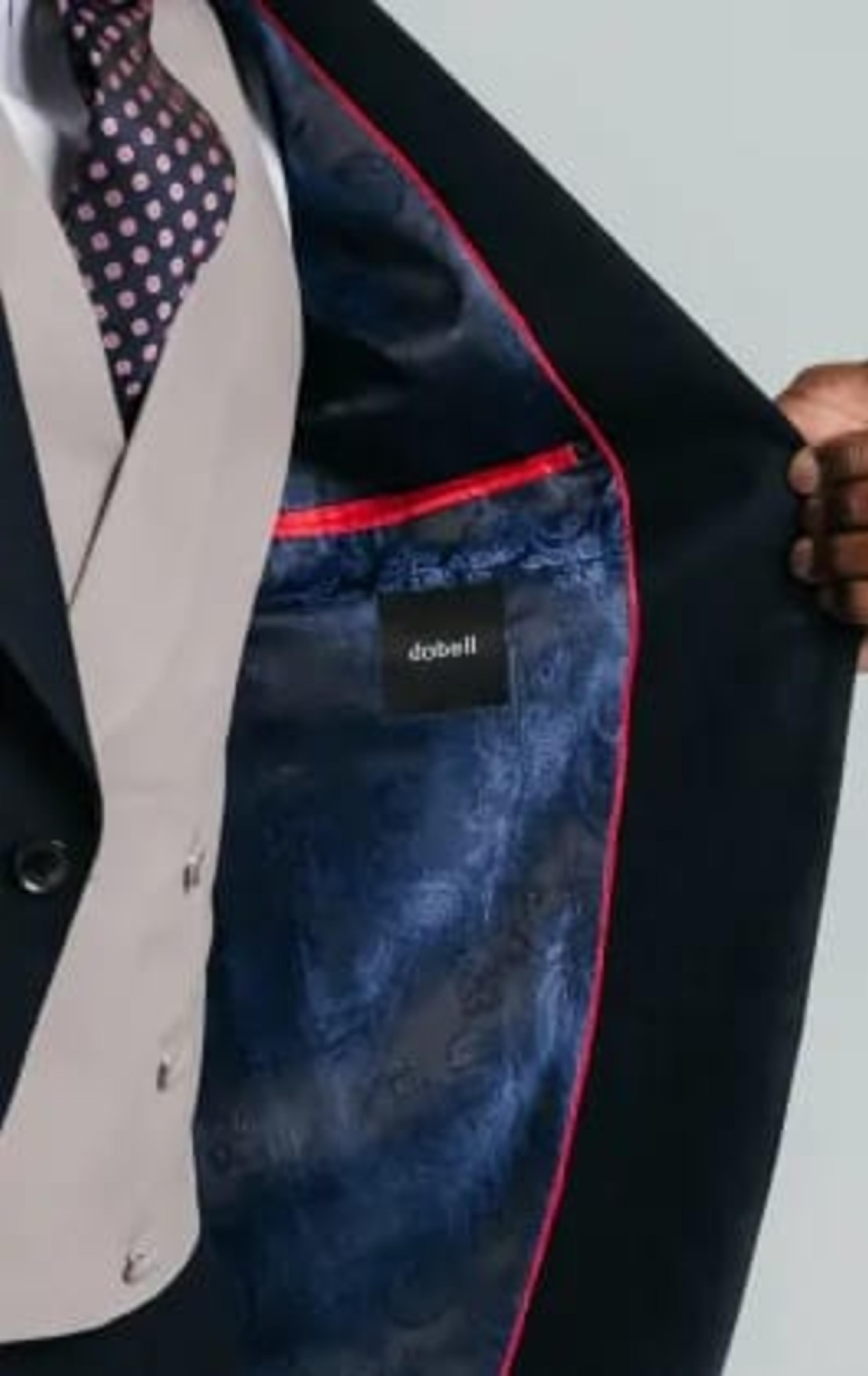 Dobell Navy Herringbone Morning Suit with Matching Trousers thumbnail 7