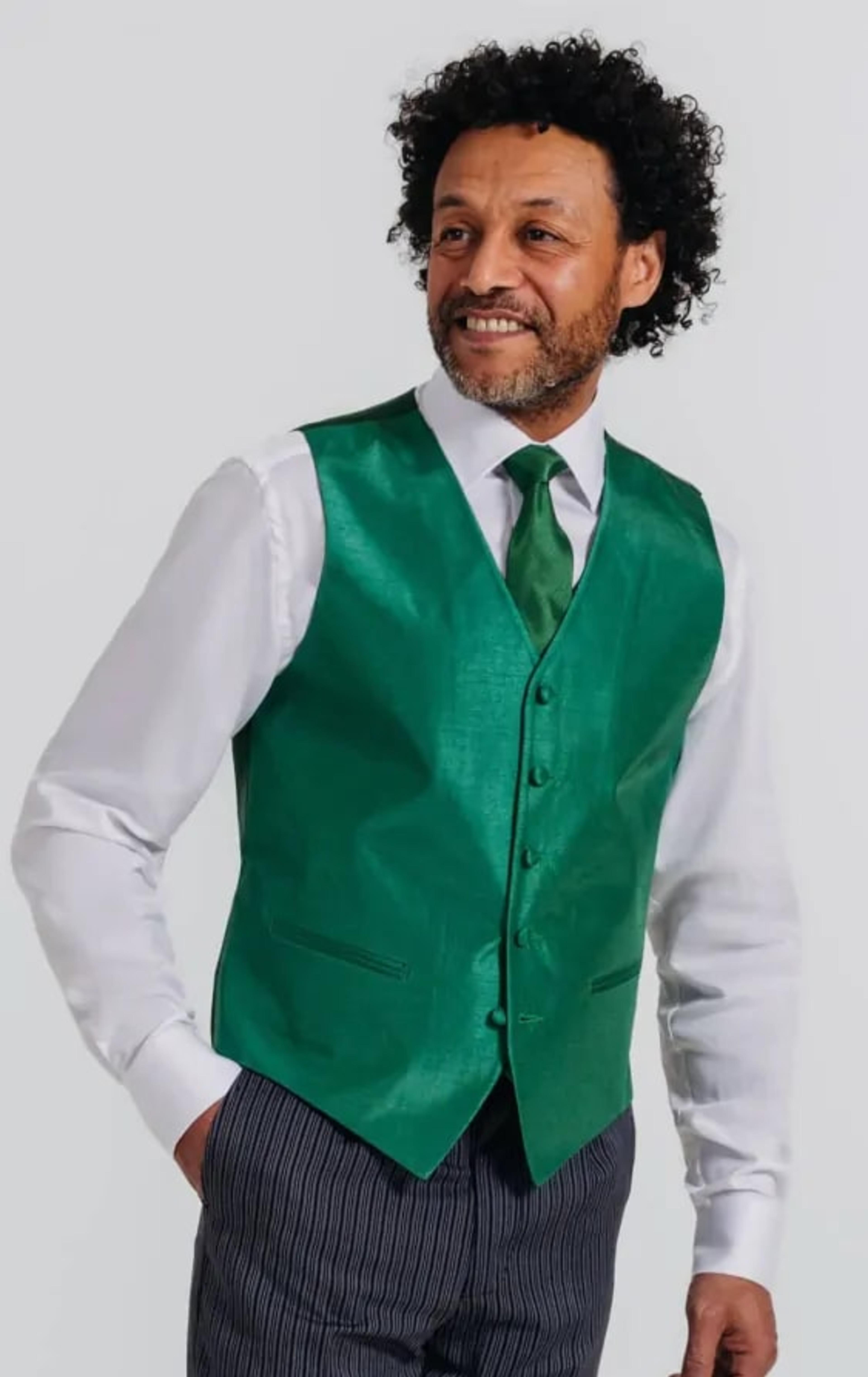 Dobell Racing Green Dupion Waistcoat thumbnail 6