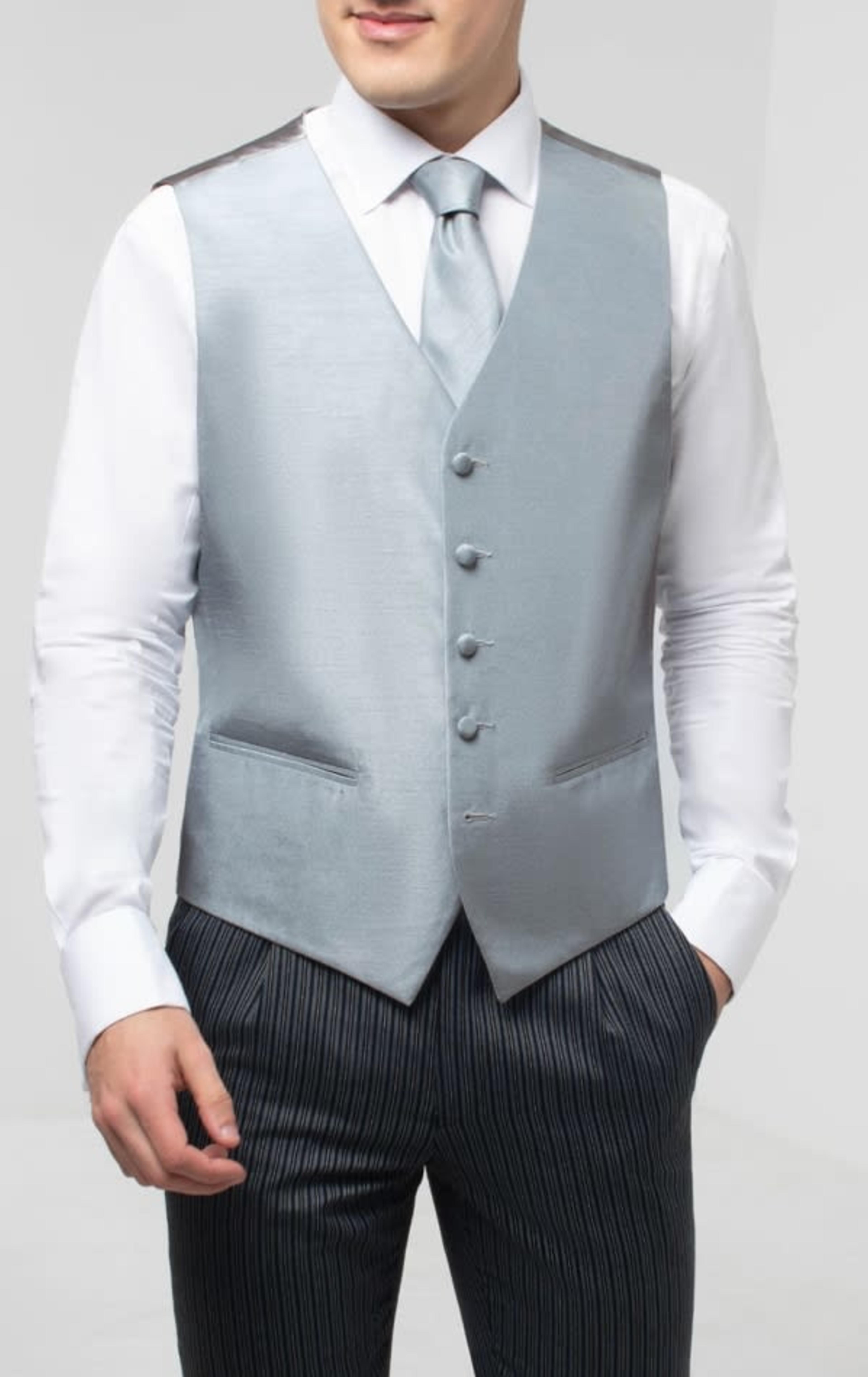 Dobell Silver Dupion Waistcoat primary image