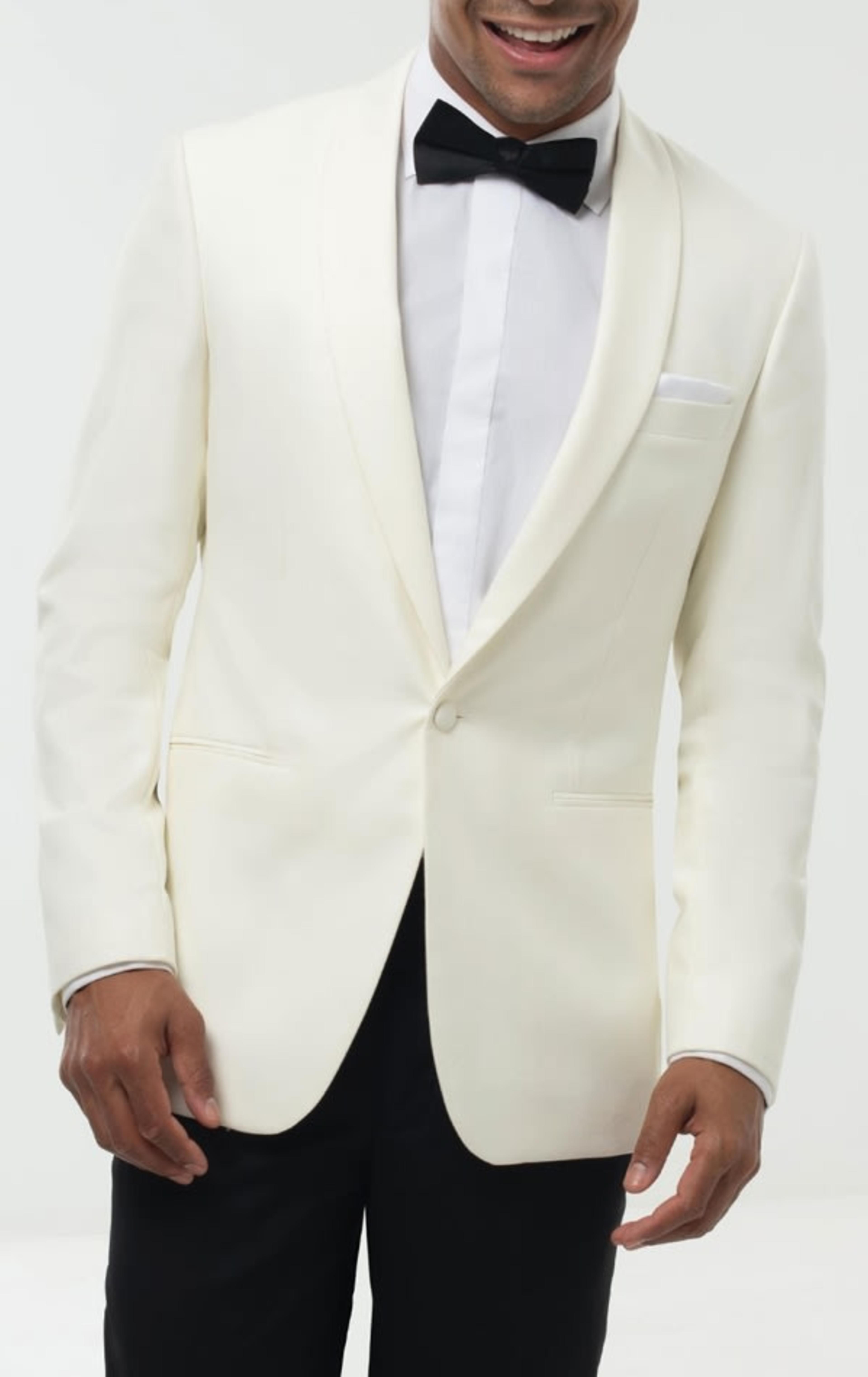 Dobell White Shawl Lapel Tuxedo Jacket primary image